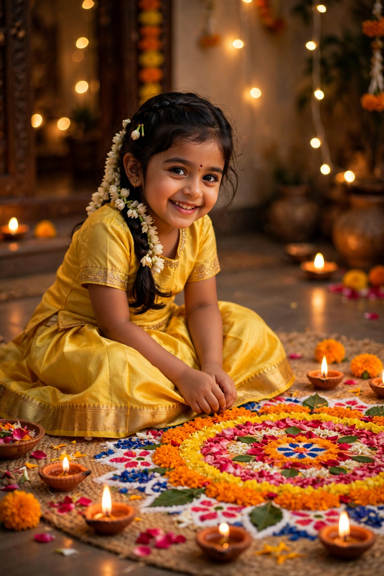 Diwali Kid Portrait Yellow Pavada