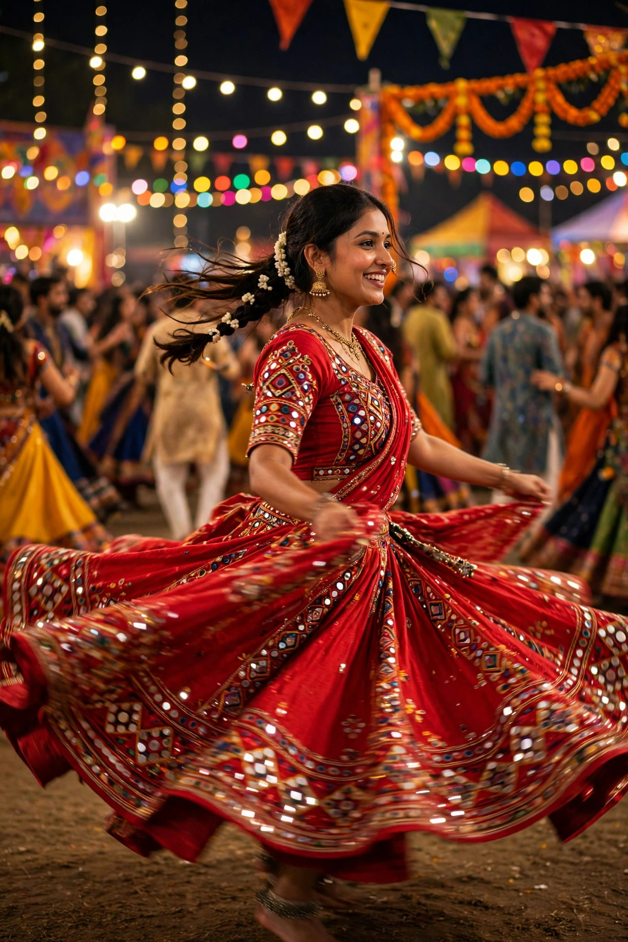 Navratri Vibrant Red Chaniya Choli Portrait