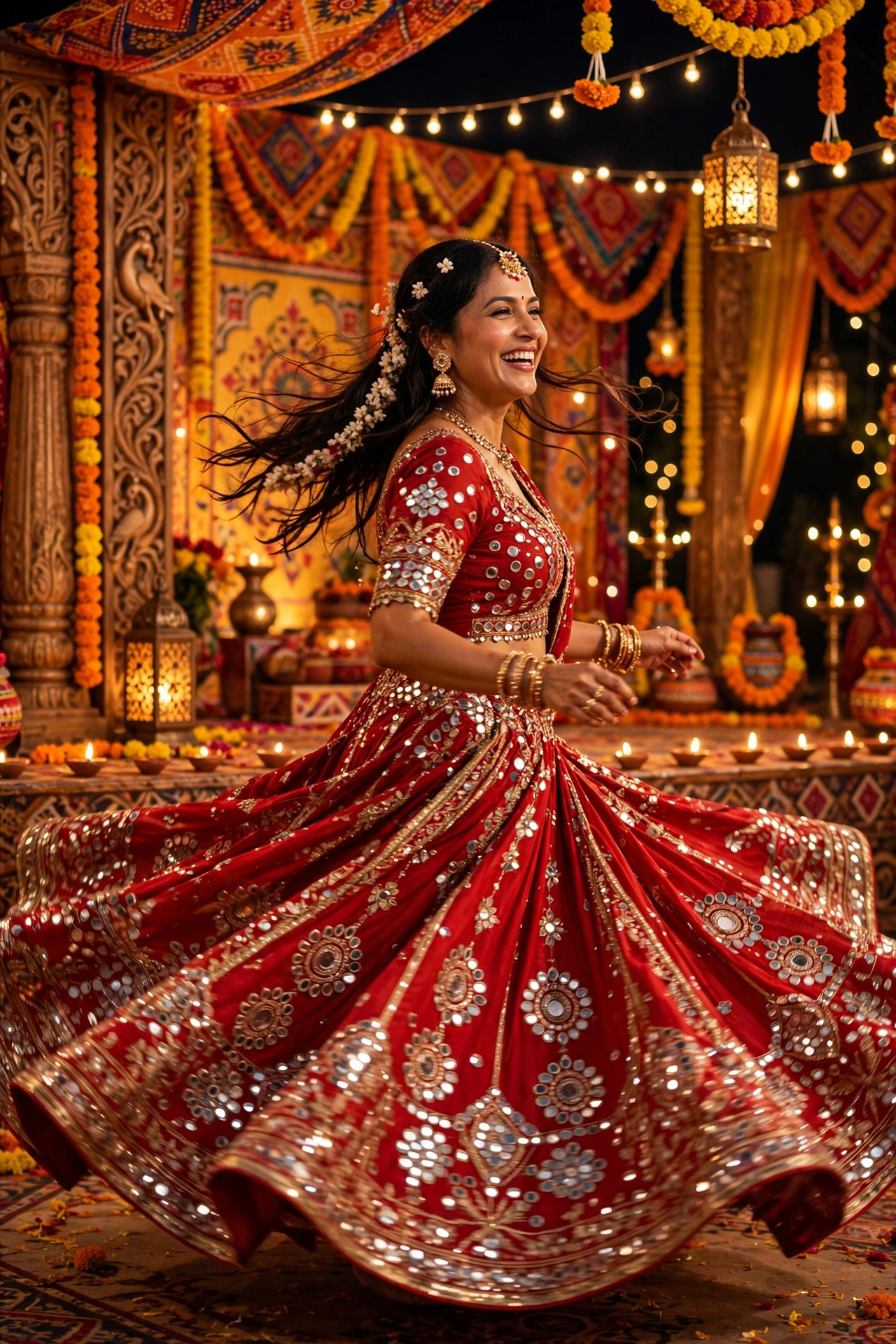 Navratri Vibrant Red Chaniya Choli Portrait