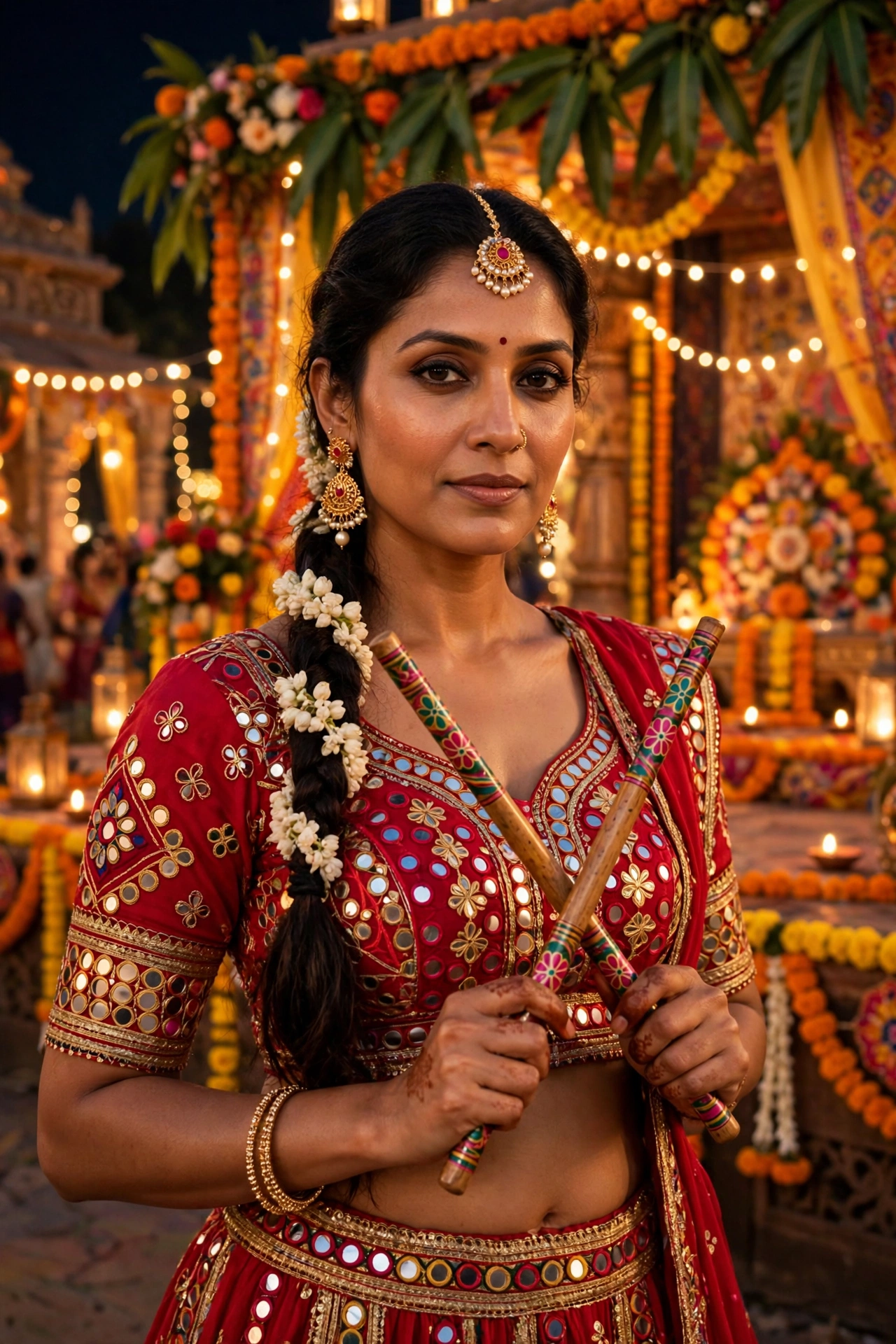 Navratri Vibrant Red Chaniya Choli Portrait