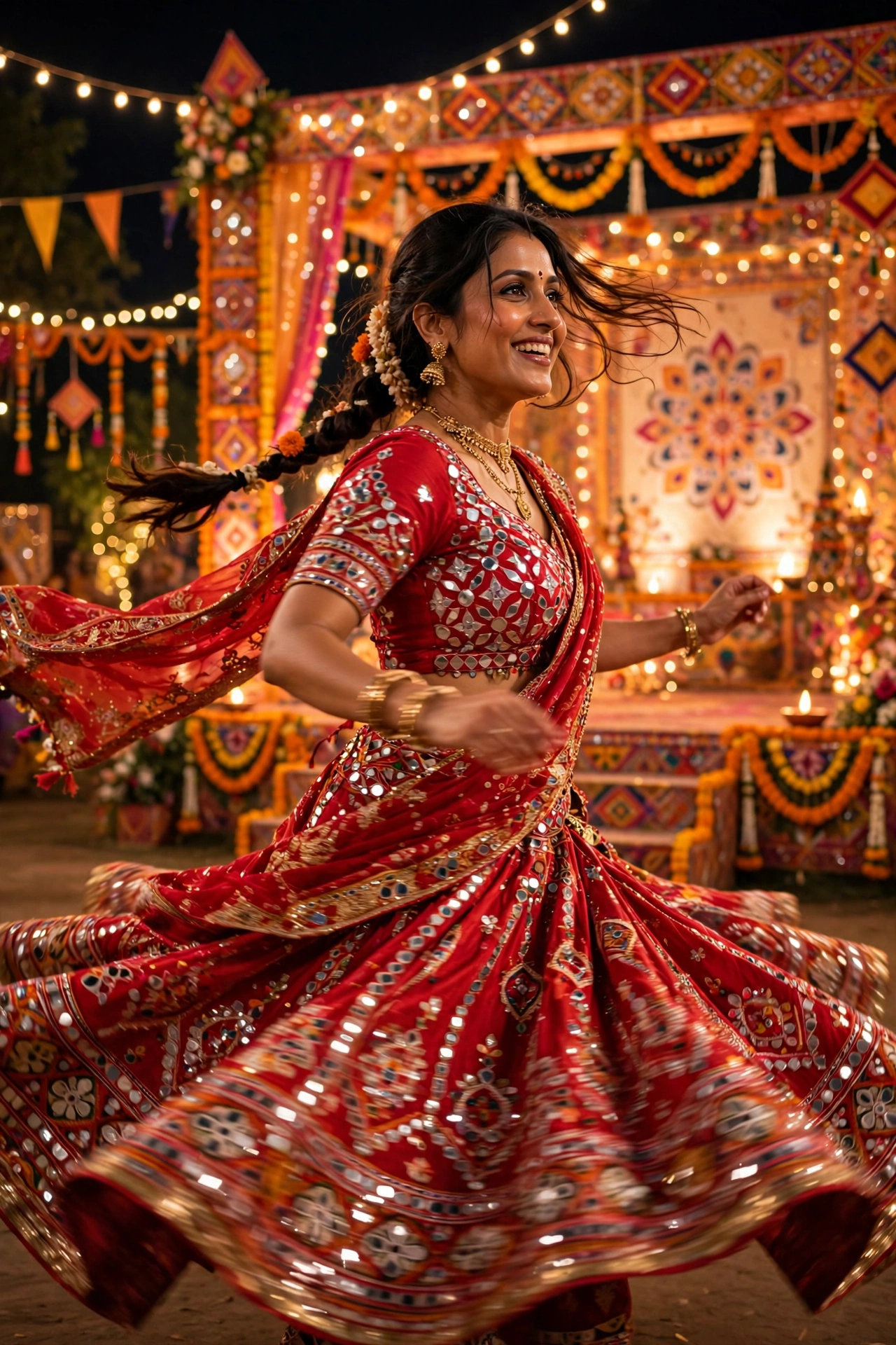 Navratri Vibrant Red Chaniya Choli Portrait