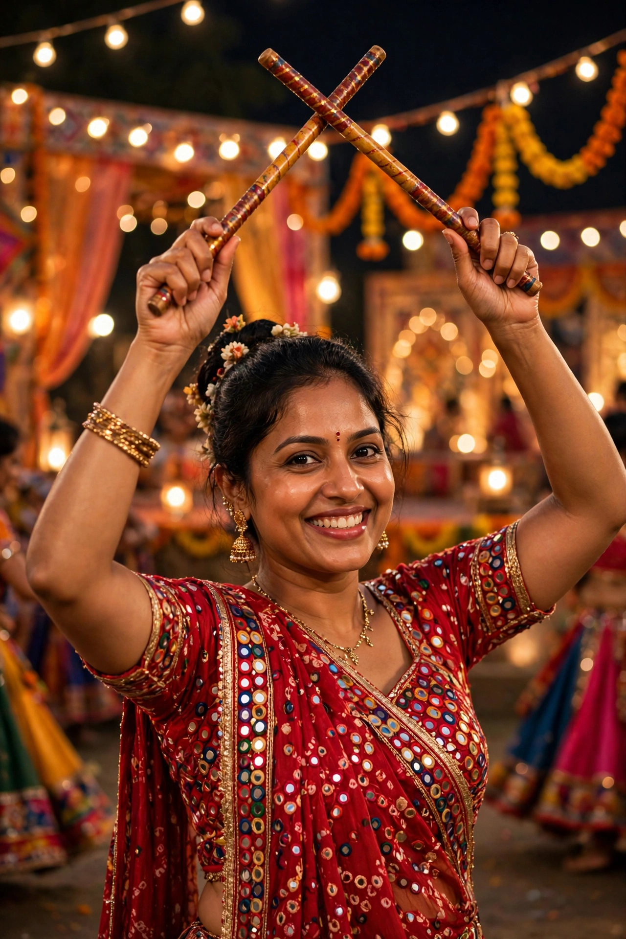Navratri Vibrant Red Chaniya Choli Portrait
