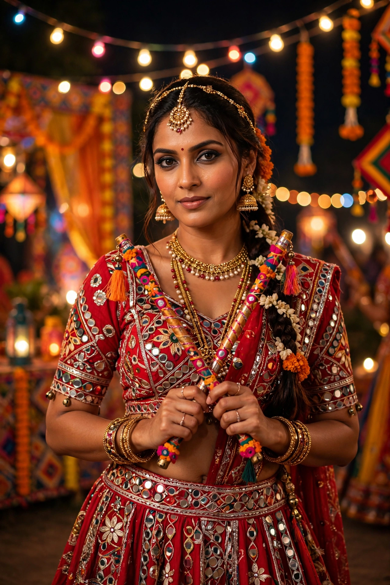 Navratri Vibrant Red Chaniya Choli Portrait