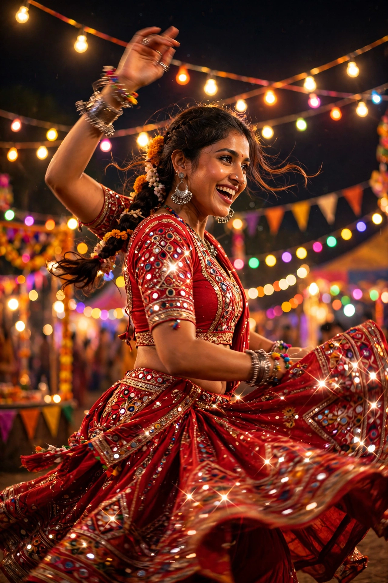 Navratri Vibrant Red Chaniya Choli Portrait