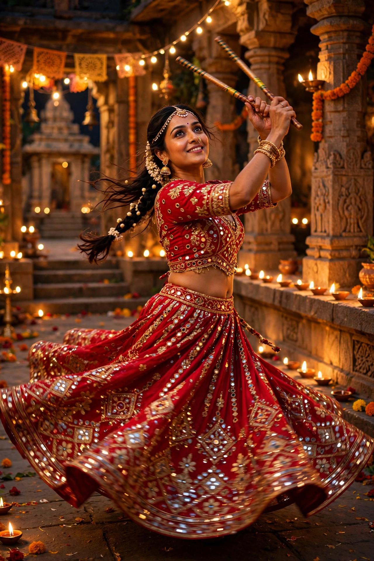 Navratri Vibrant Red Chaniya Choli Portrait
