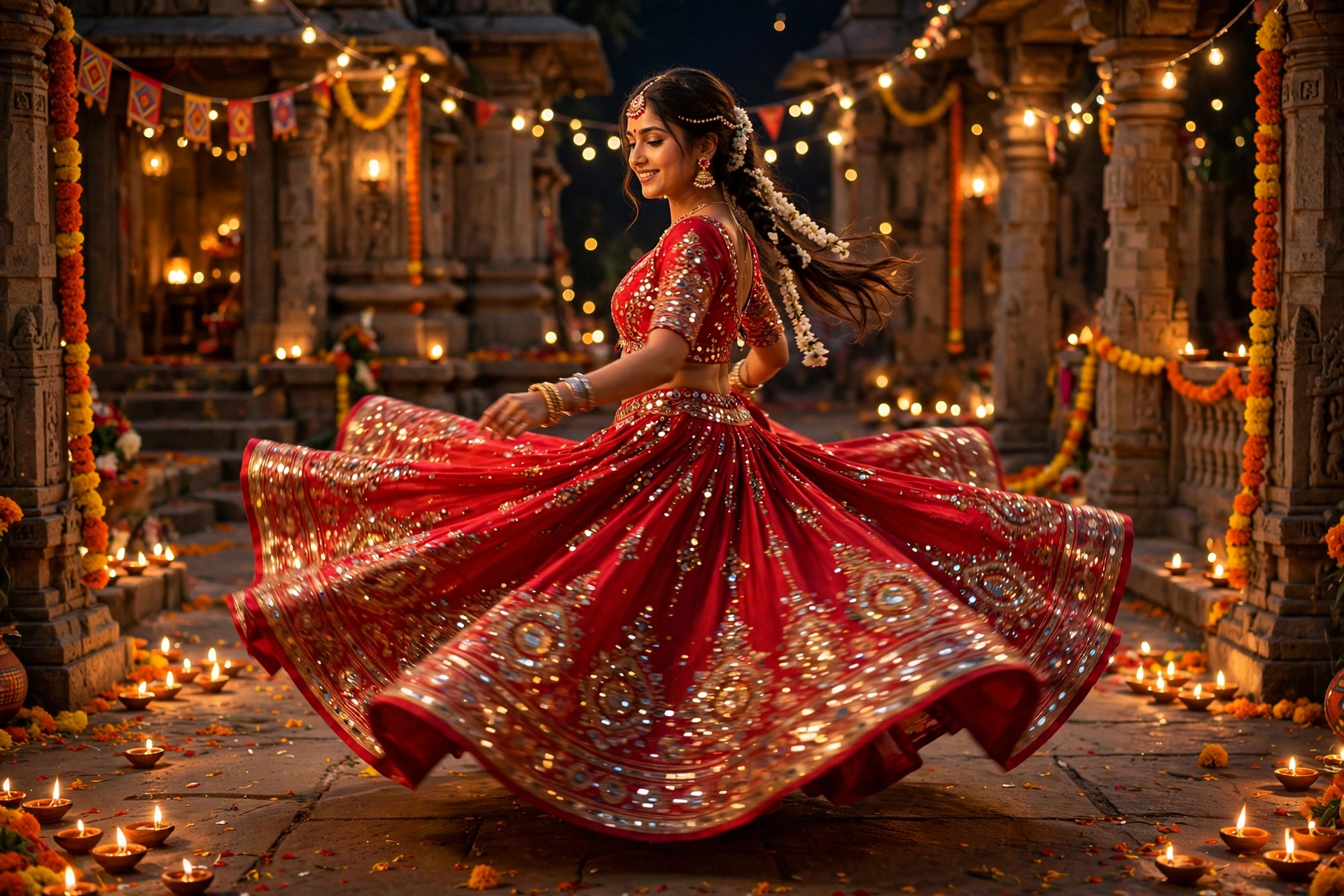 Navratri Vibrant Red Chaniya Choli Portrait
