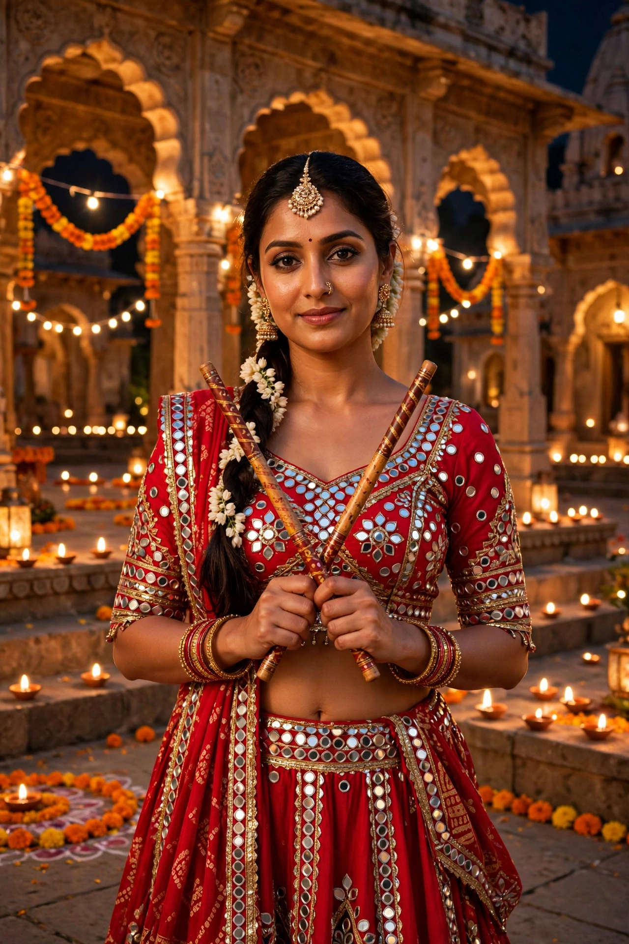 Navratri Vibrant Red Chaniya Choli Portrait