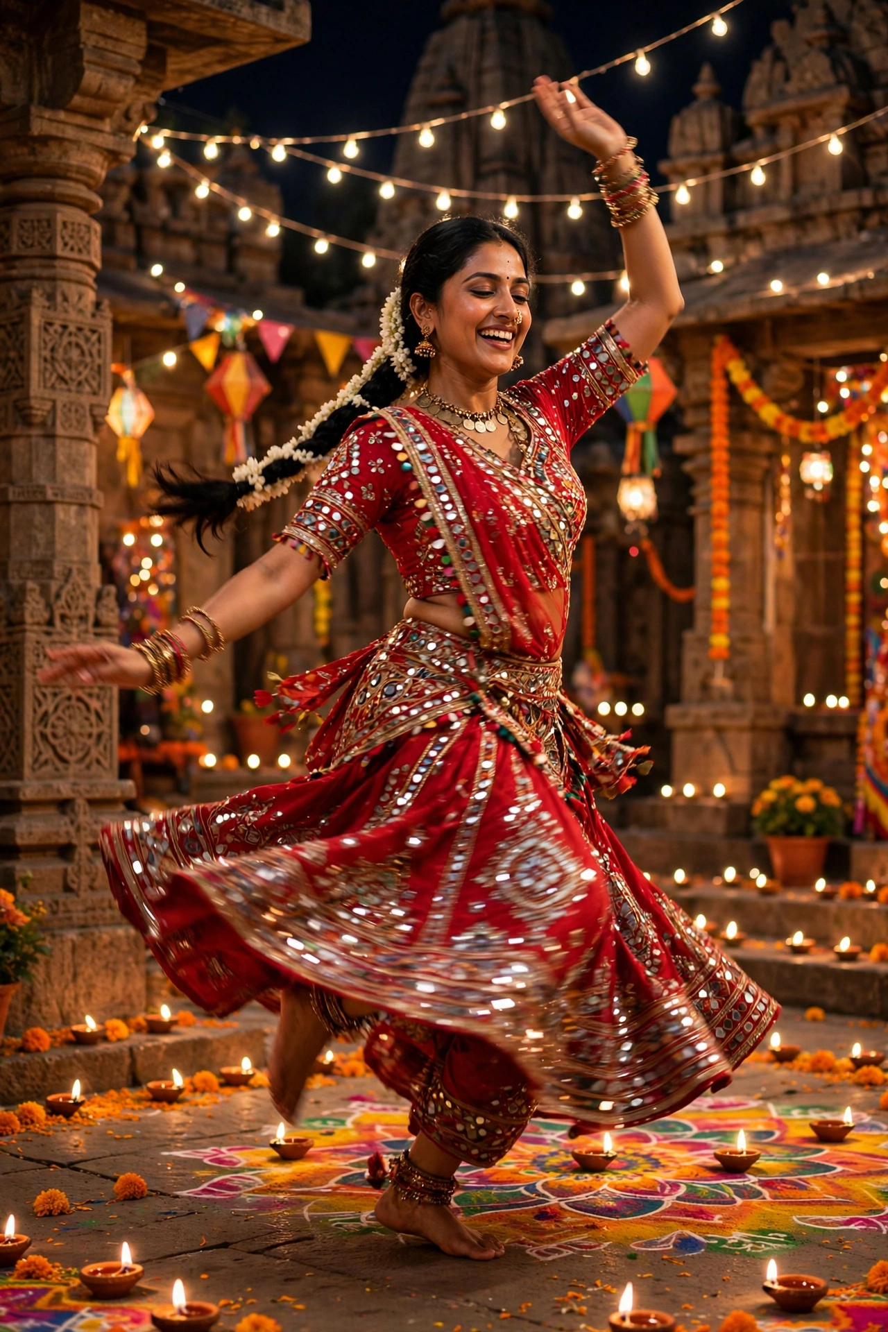 Navratri Vibrant Red Chaniya Choli Portrait