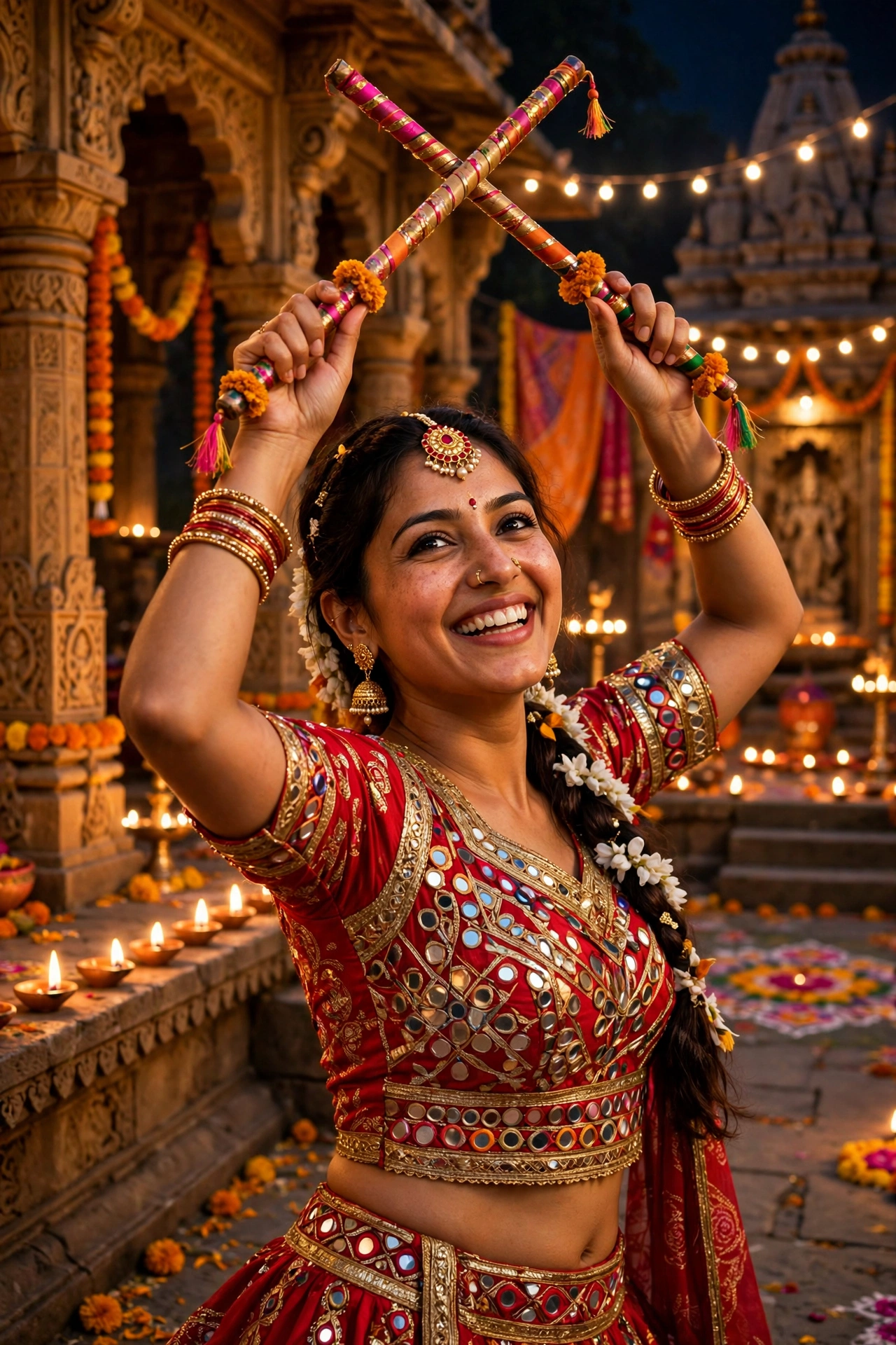 Navratri Vibrant Red Chaniya Choli Portrait
