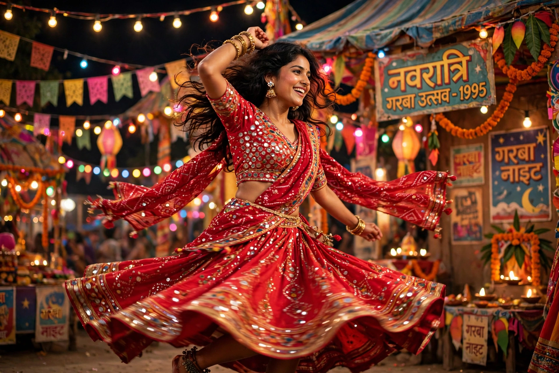 Navratri Vibrant Red Chaniya Choli Portrait