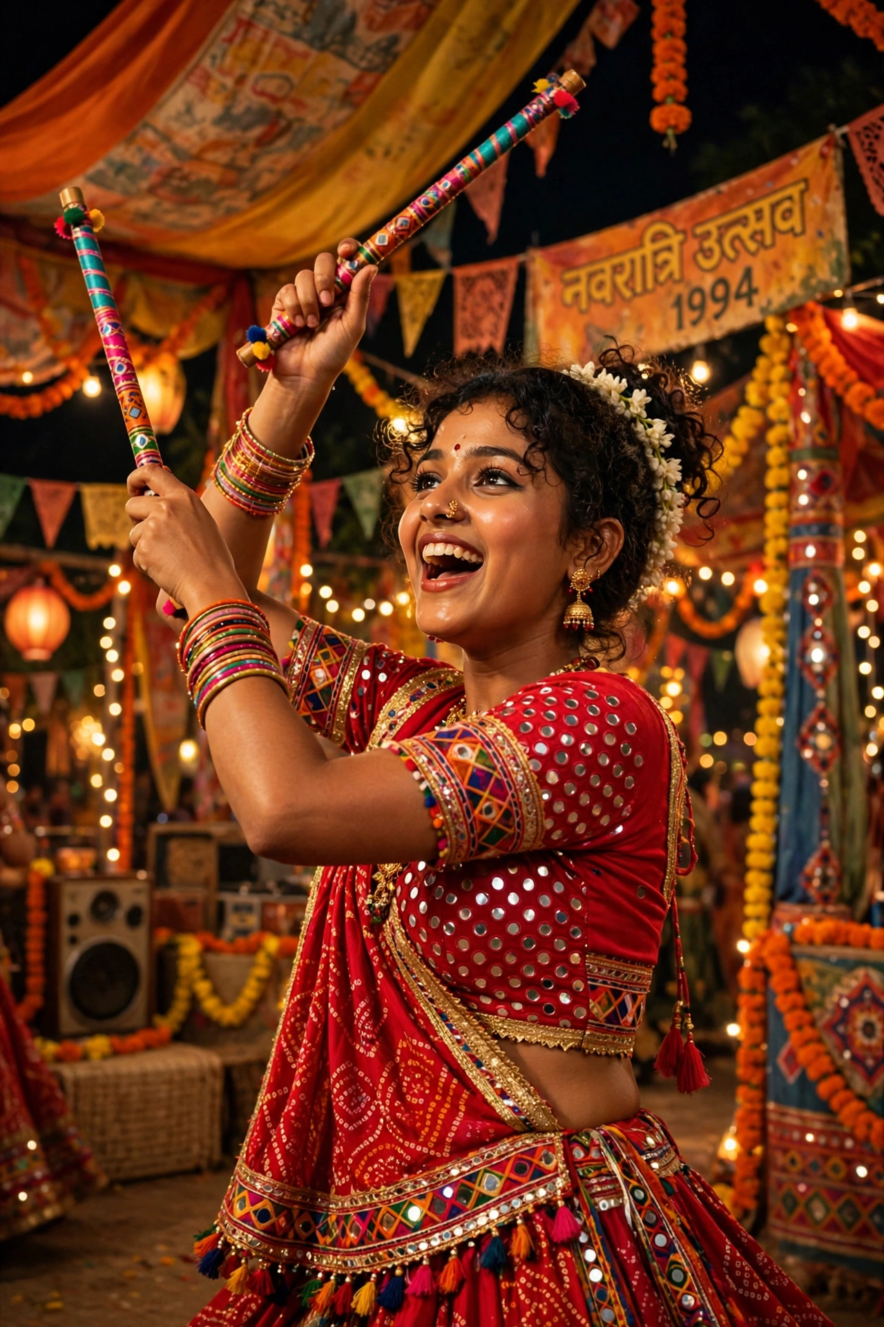 Navratri Vibrant Red Chaniya Choli Portrait