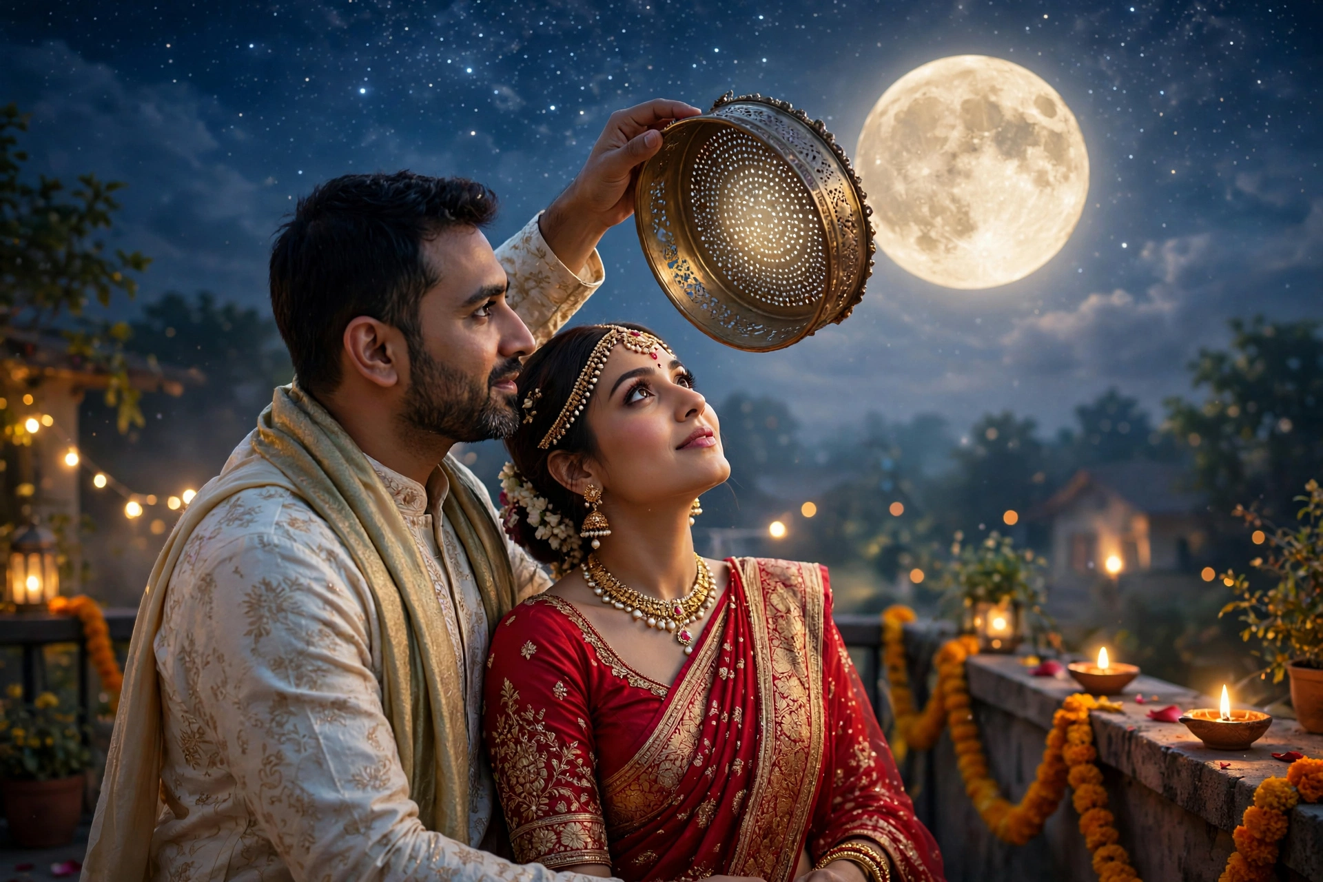 Karva Chauth Couple Couple Chalni Moon 2