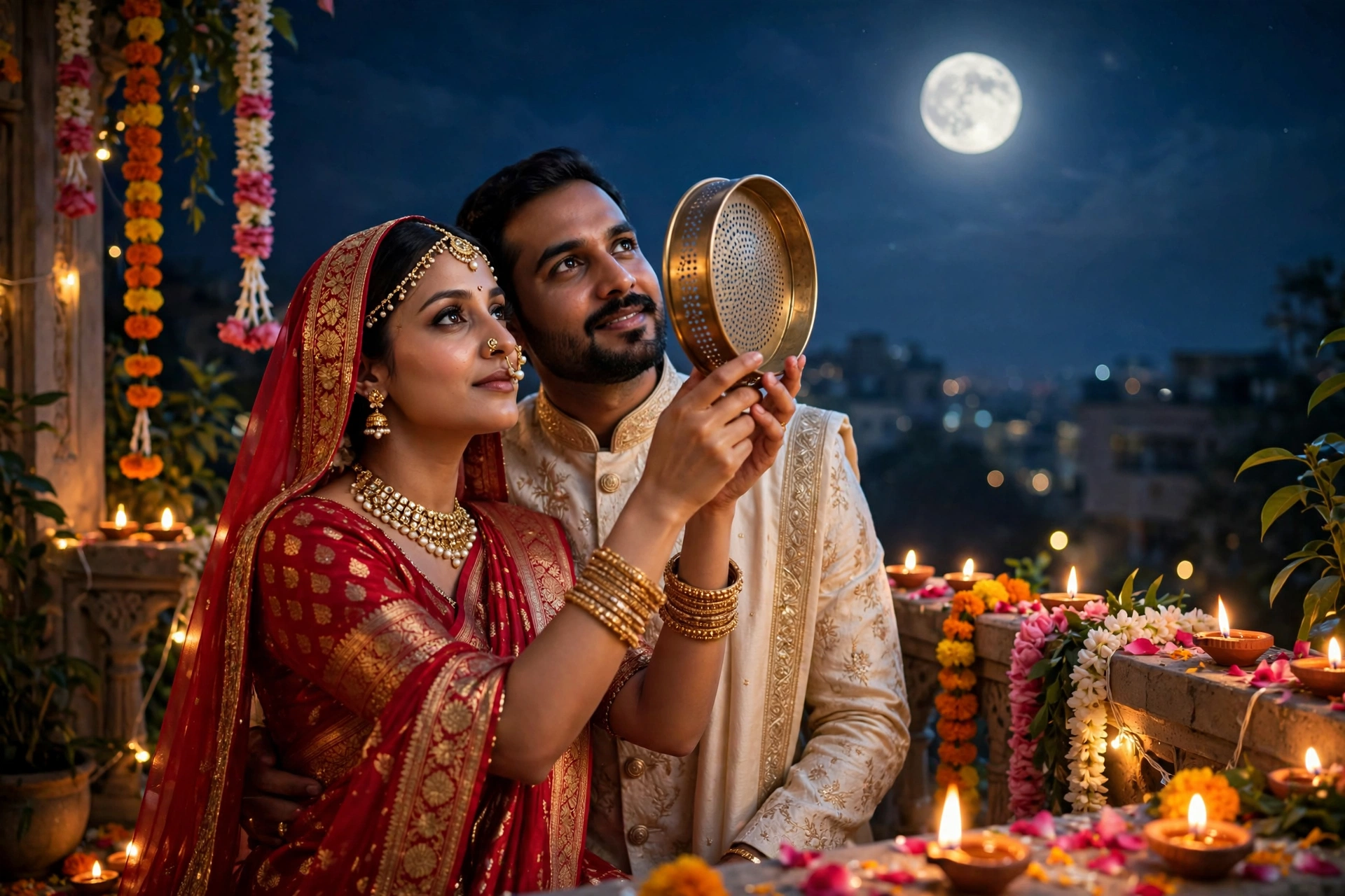 Karva Chauth Couple Couple Chalni Moon 3