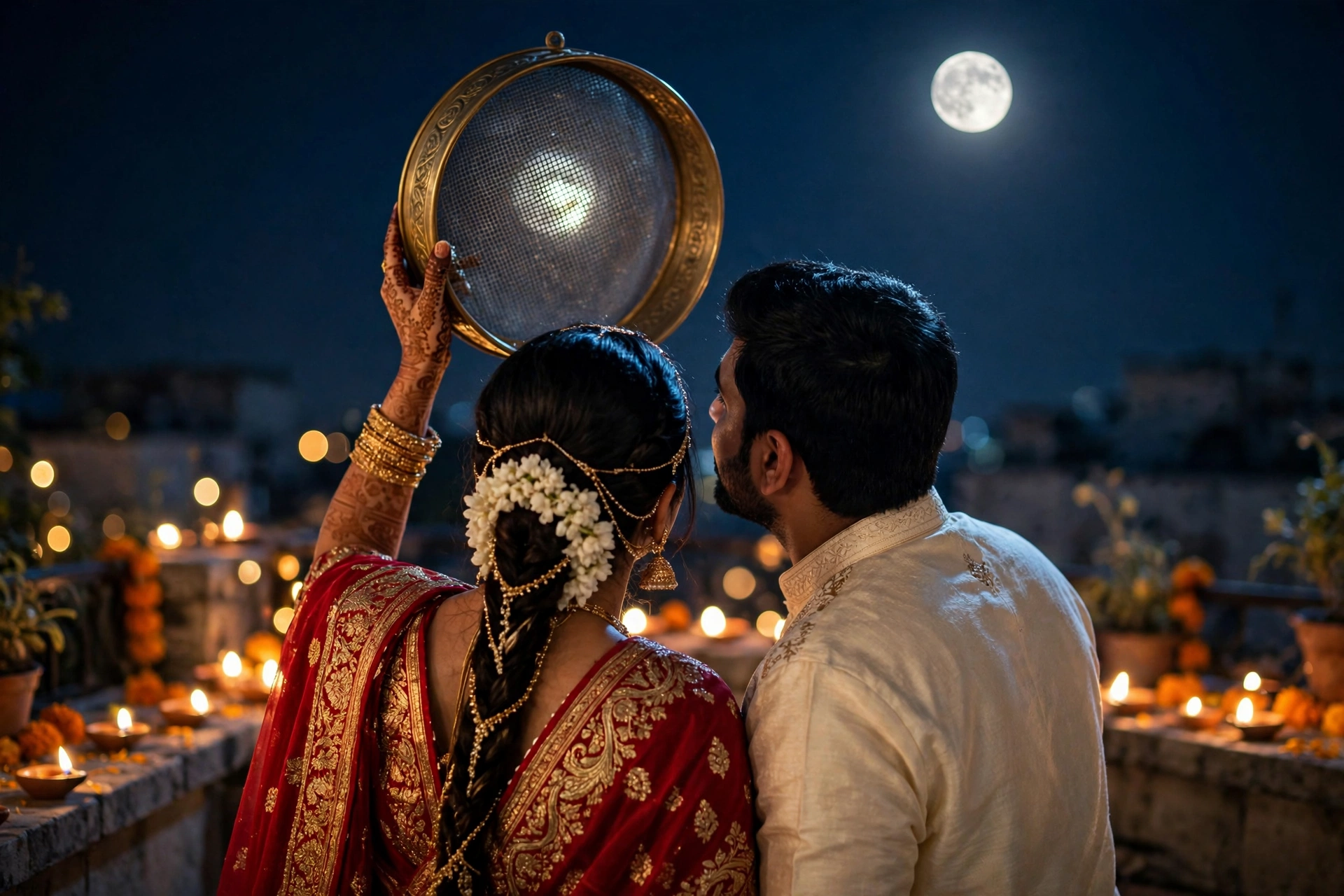 Karva Chauth Couple Couple Chalni Moon 4