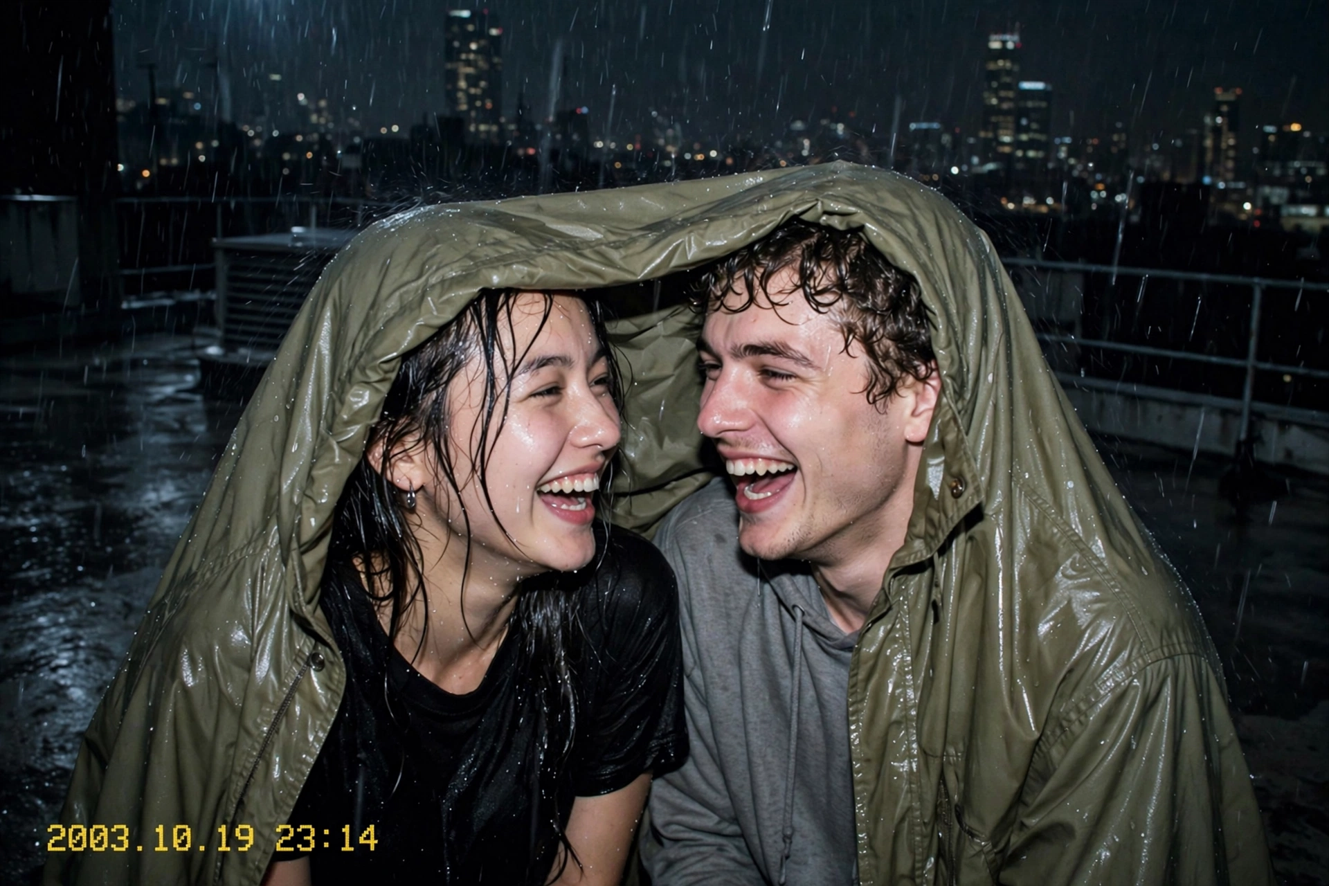 Couple Digicam Rooftop Rain /couple /digicam /rain