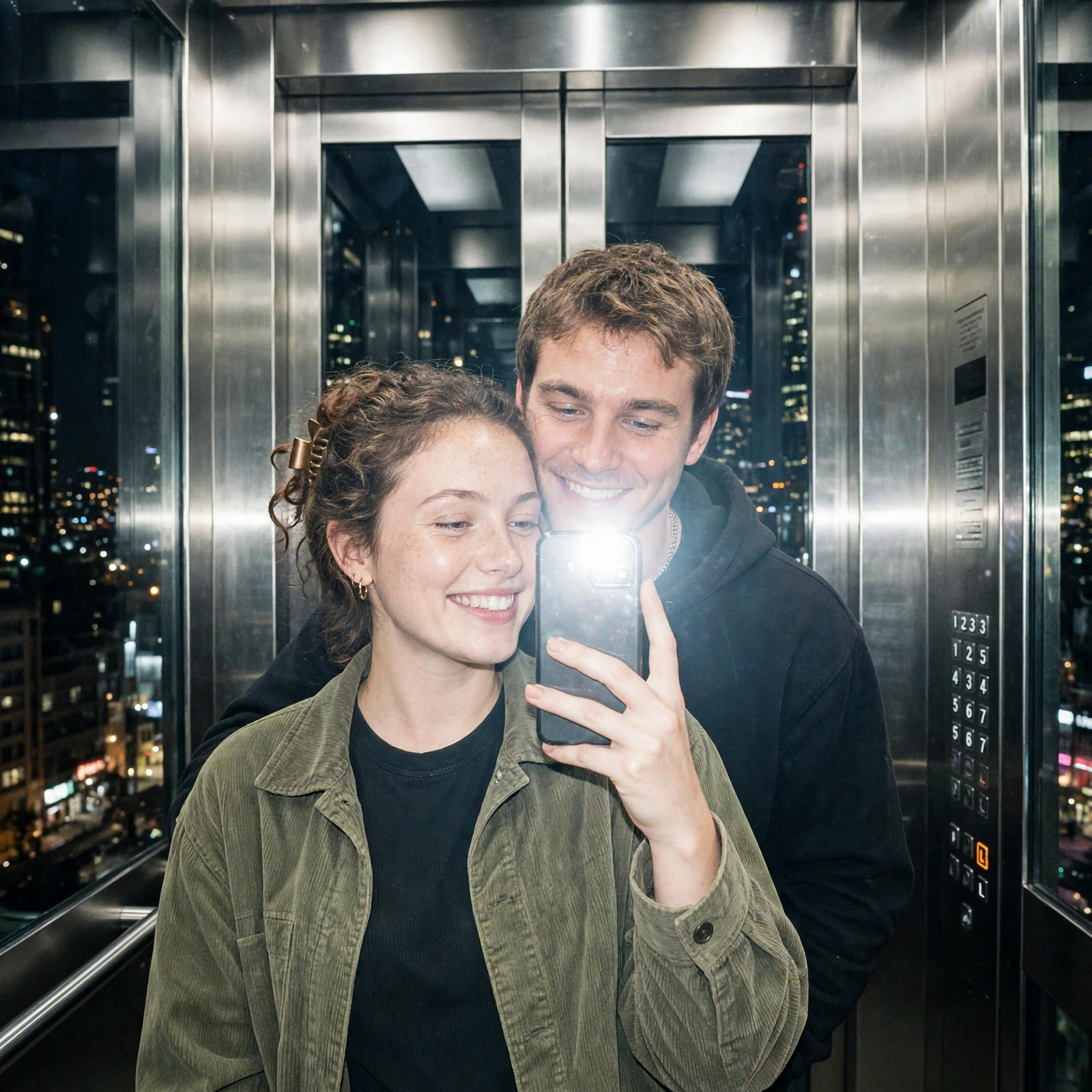 Couple Mirror Selfie Elevator /couple /mirror /elevator