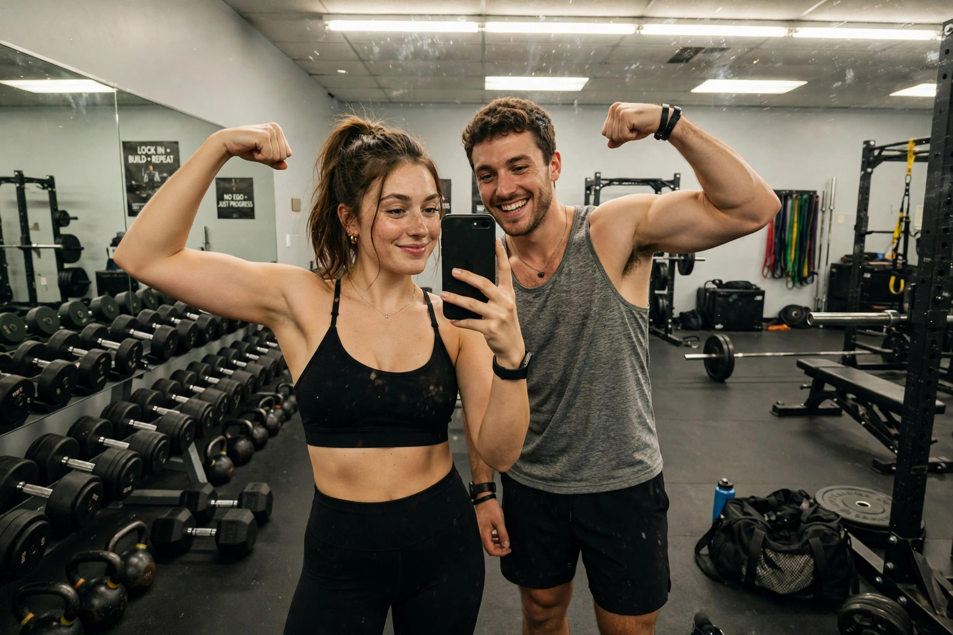 Couple Mirror Selfie Gym /couple /mirror /gym