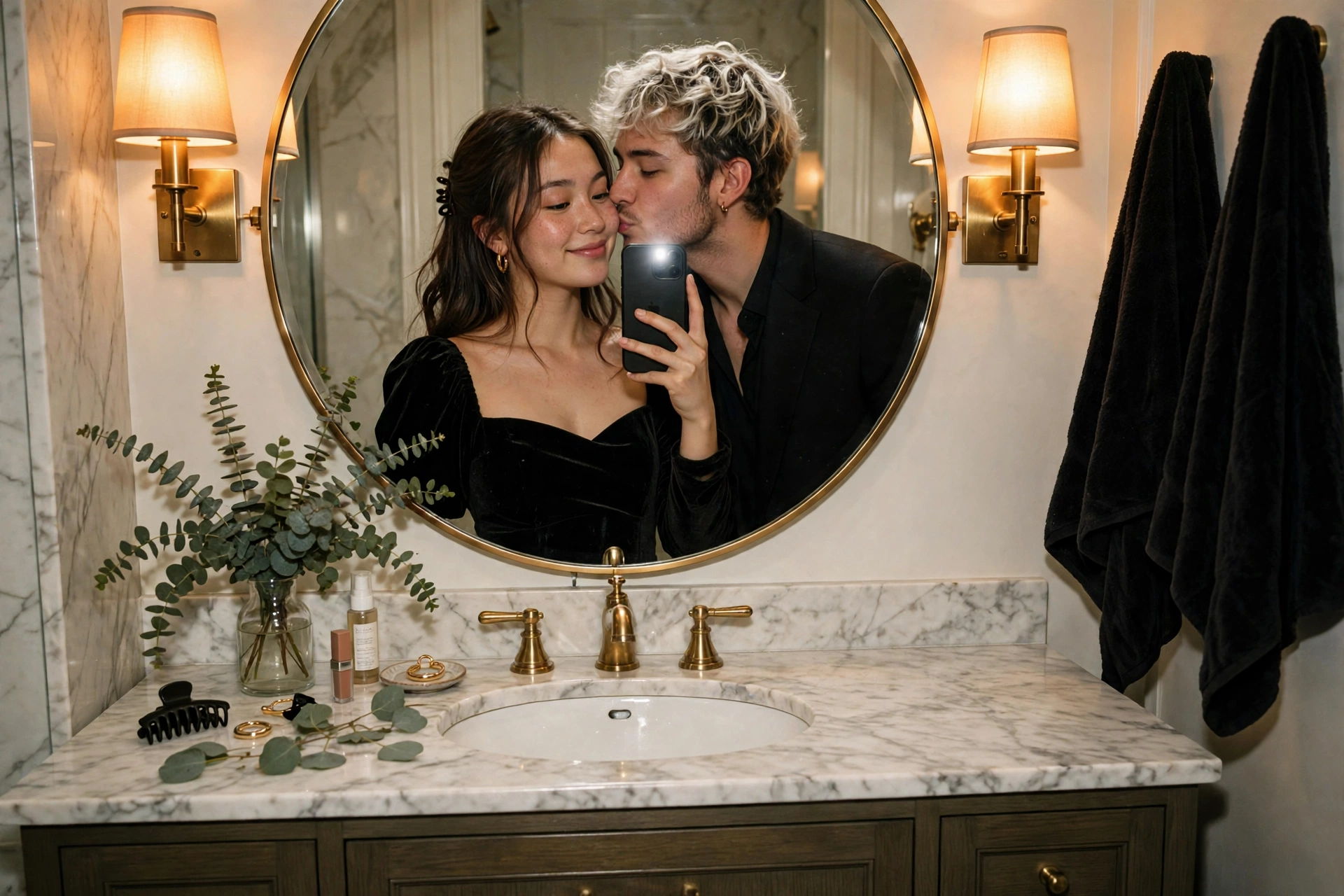 Couple Mirror Selfie Bathroom /couple /mirror /bathroom