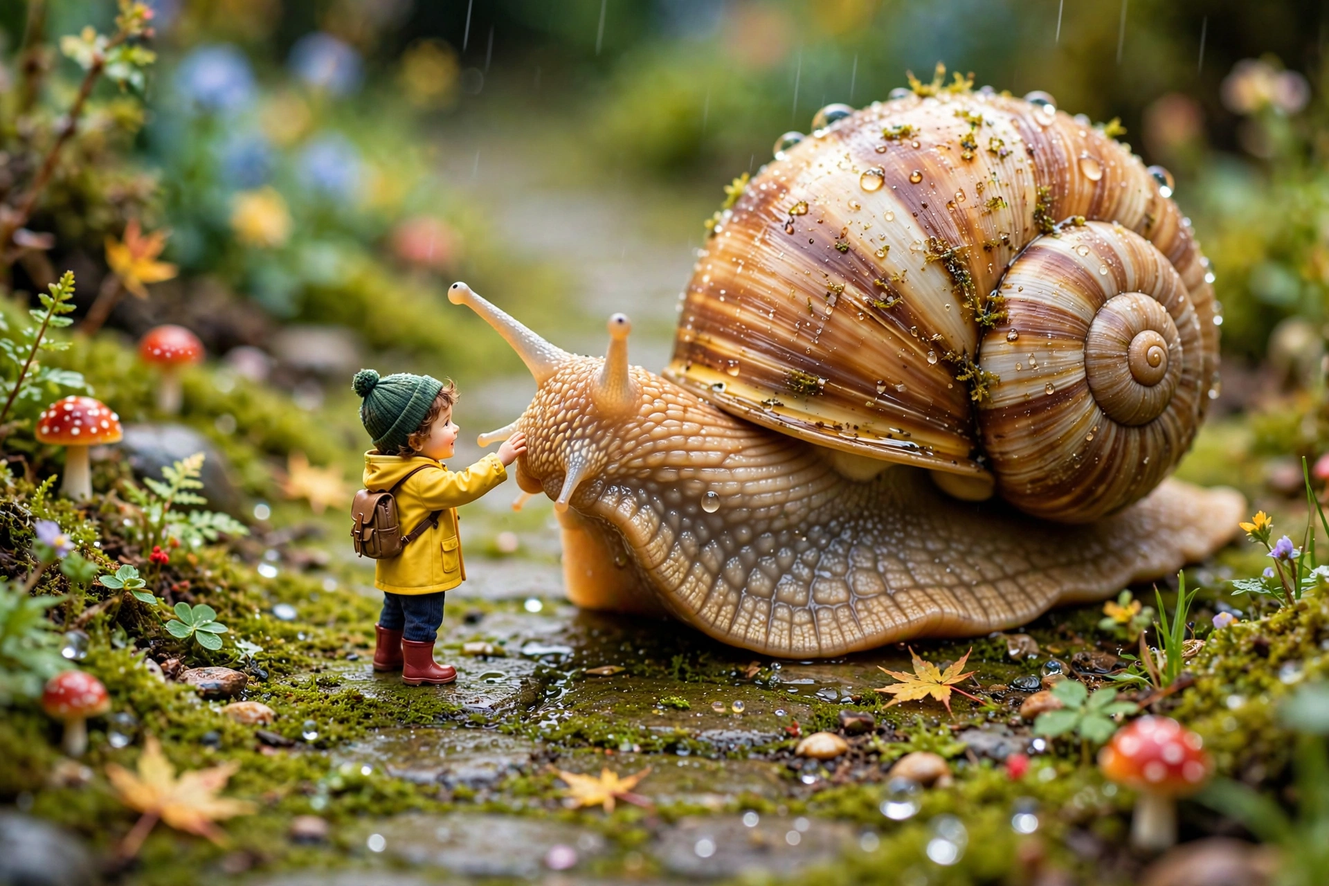 Tiny Person with Giant Snail
