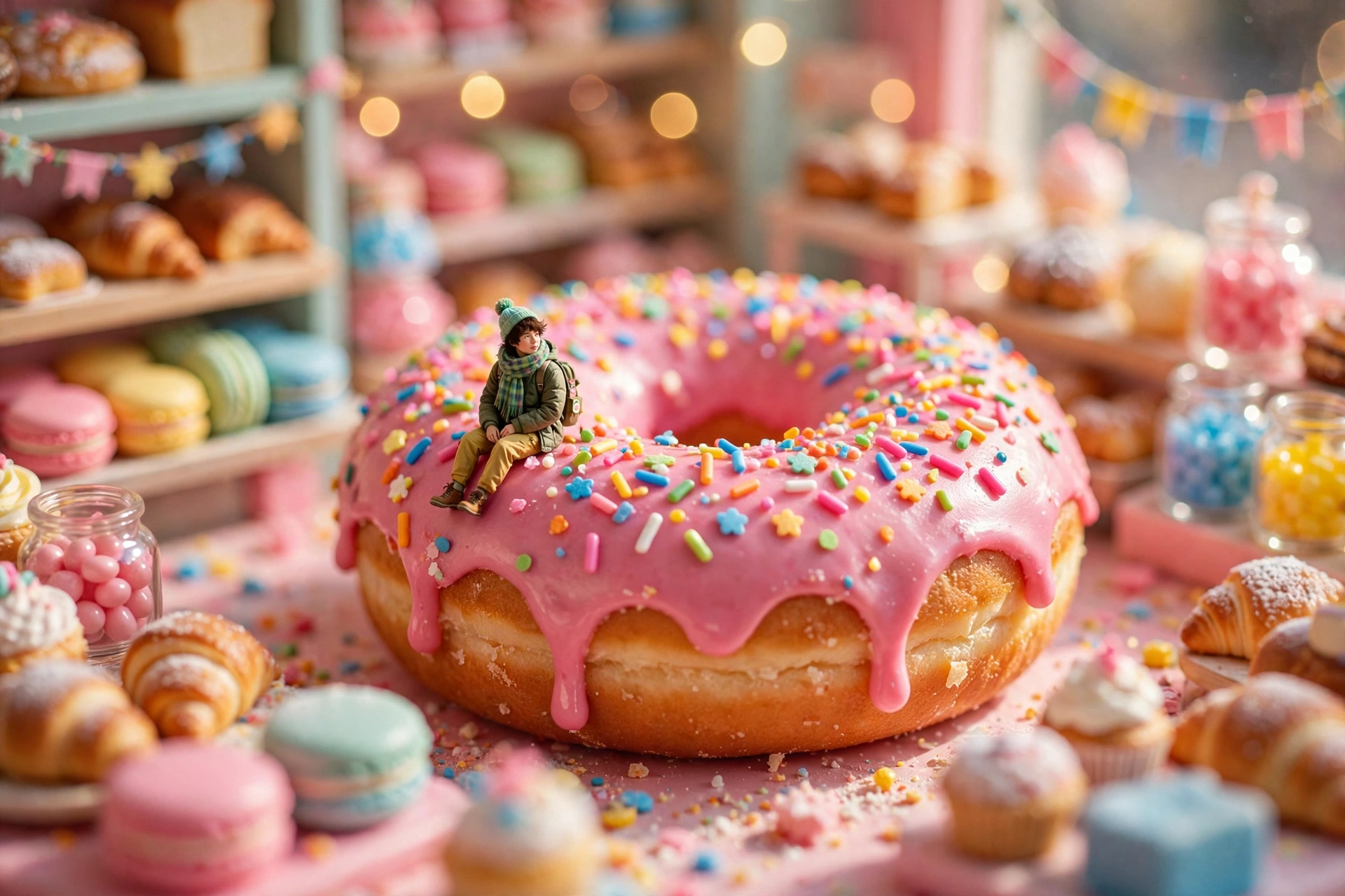 Tiny Person on a Donut