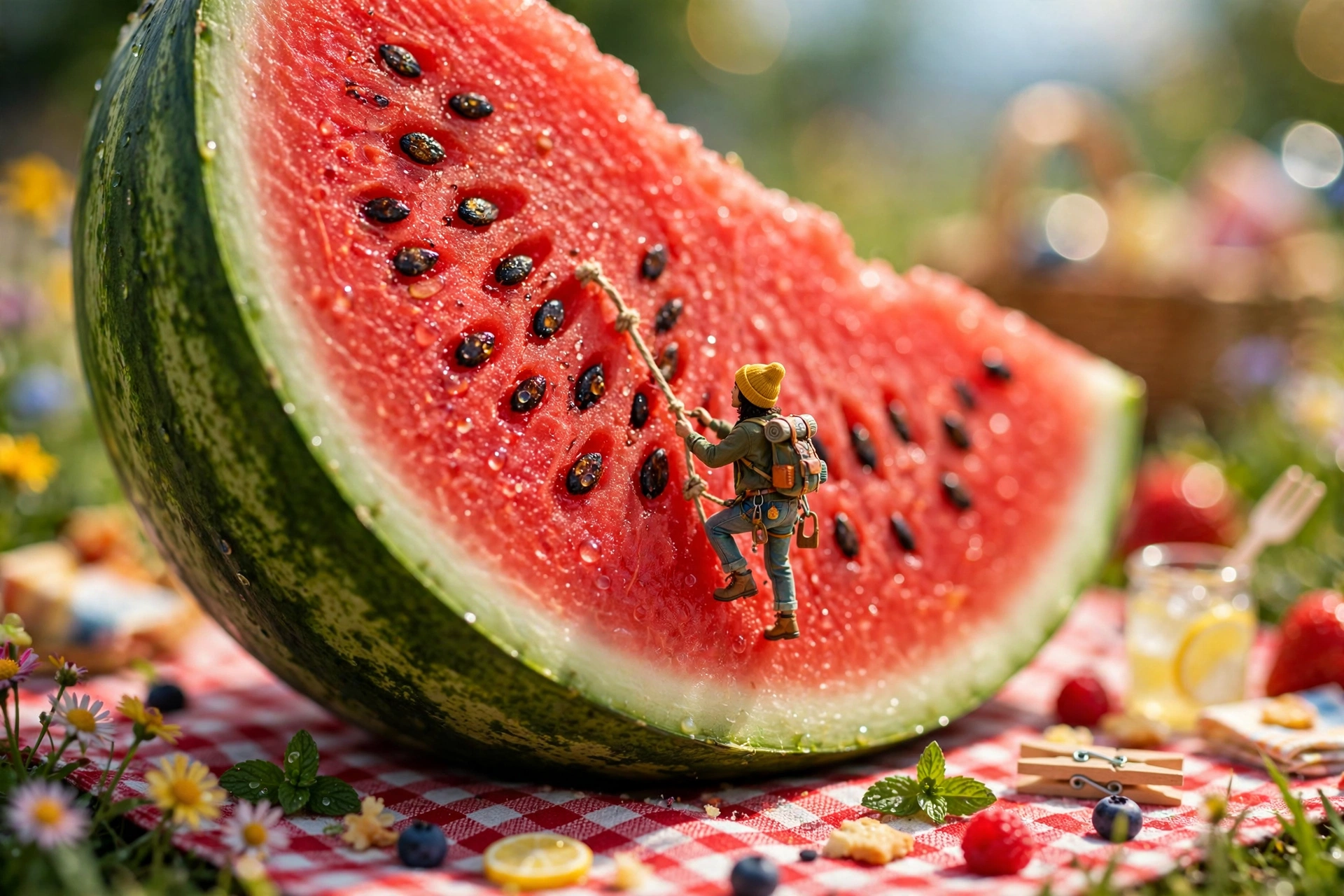 Tiny Person with Giant Watermelon