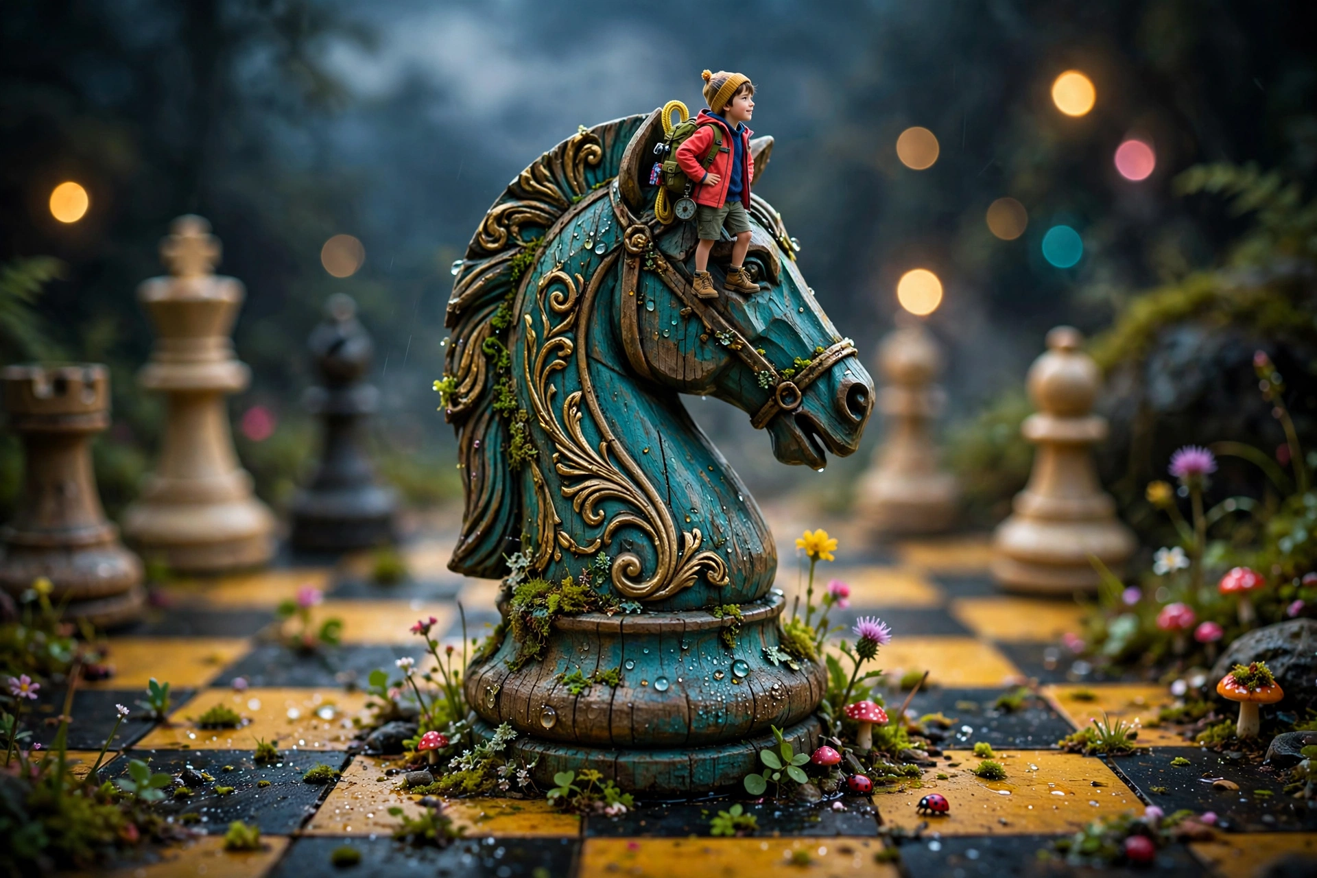 Tiny Person on a Chess Piece