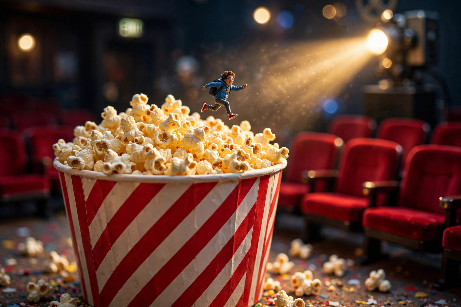 Tiny Person in a Popcorn Bucket