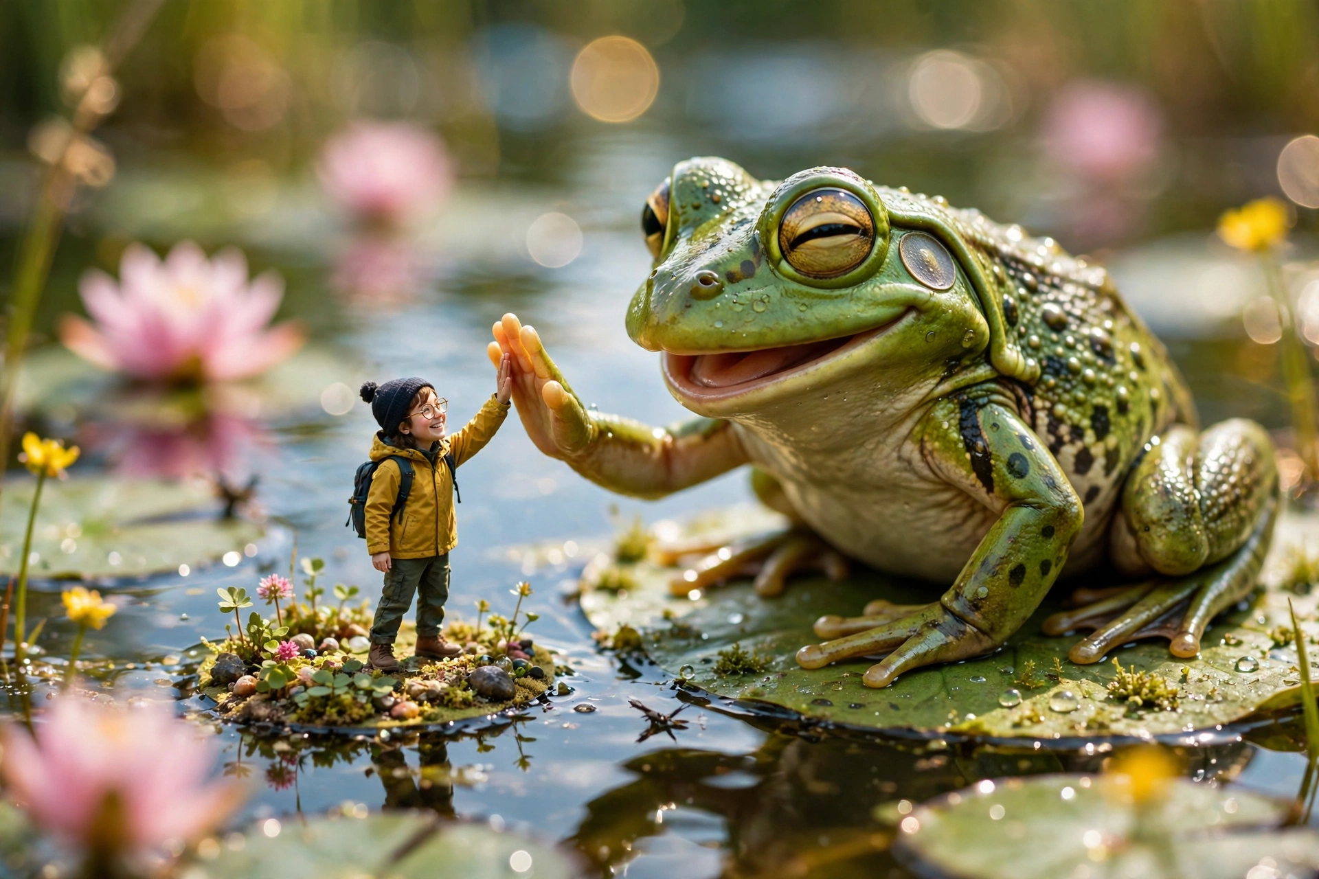 Tiny Person with Giant Frog