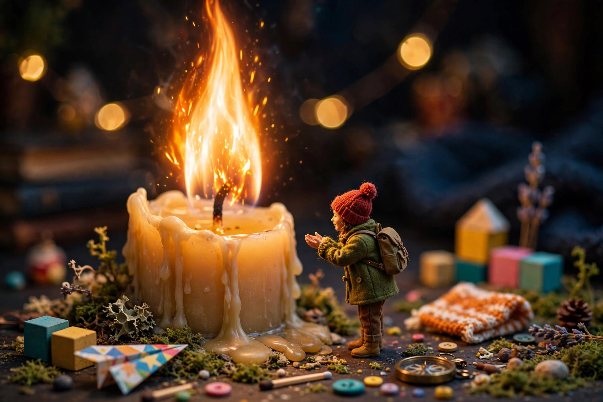 Tiny Person on a Candle