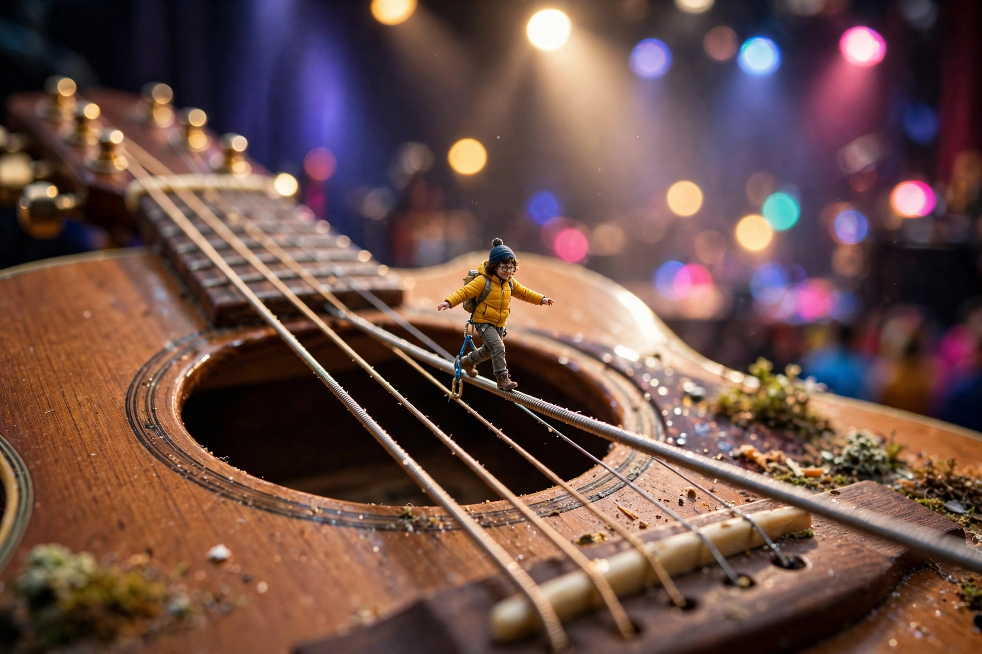 Tiny Person on a Guitar String