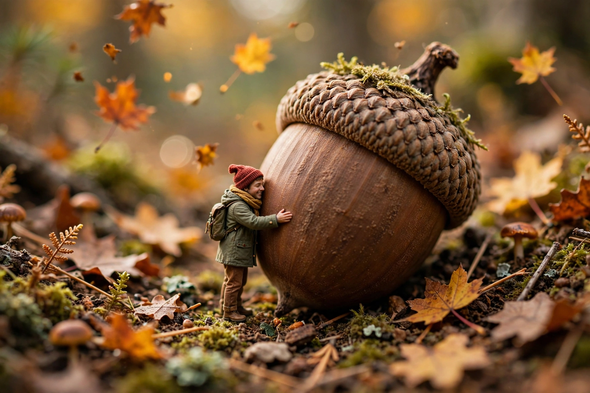 Tiny Person with Giant Acorn