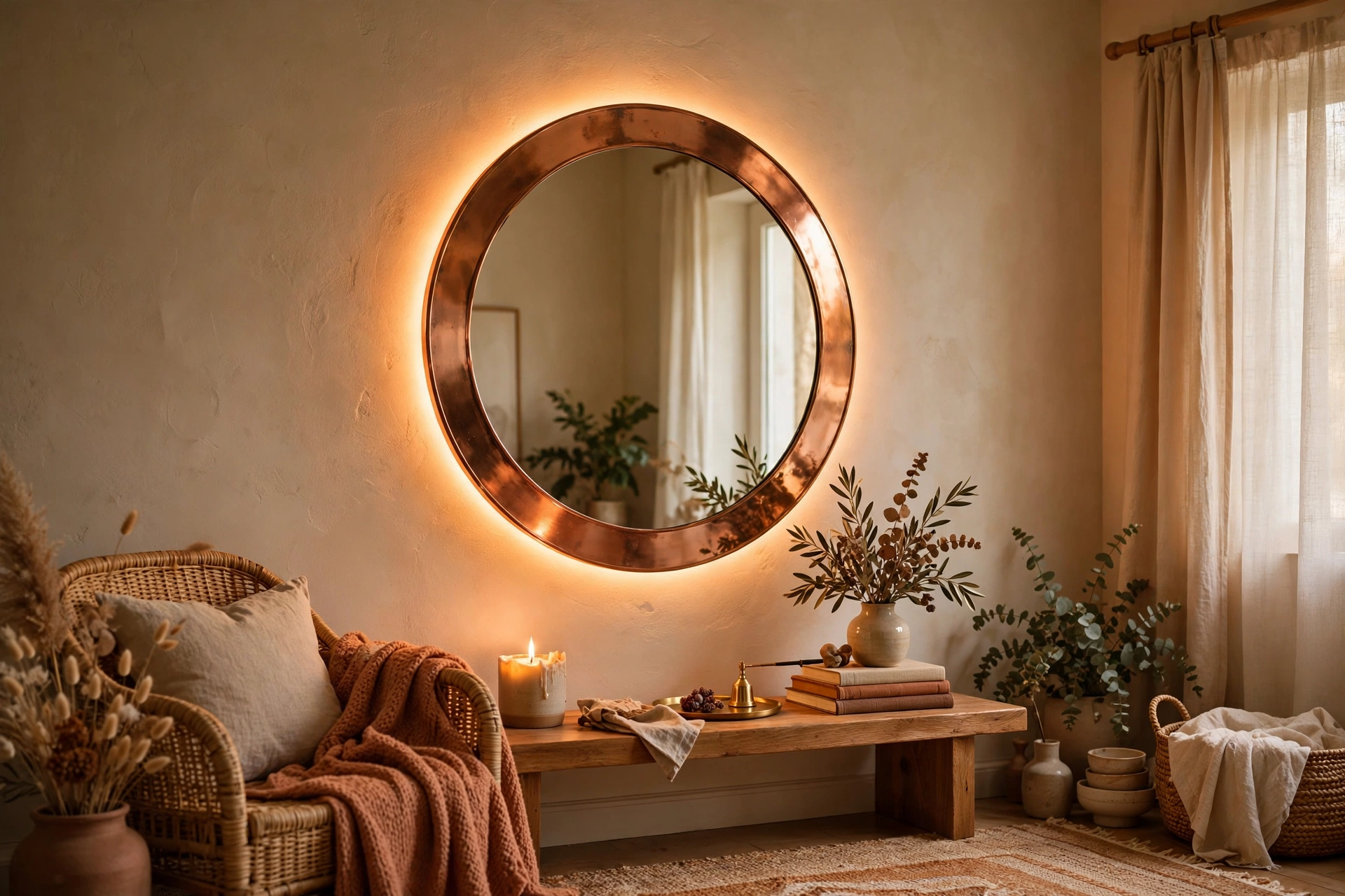 Copper Pipe LED Mirror