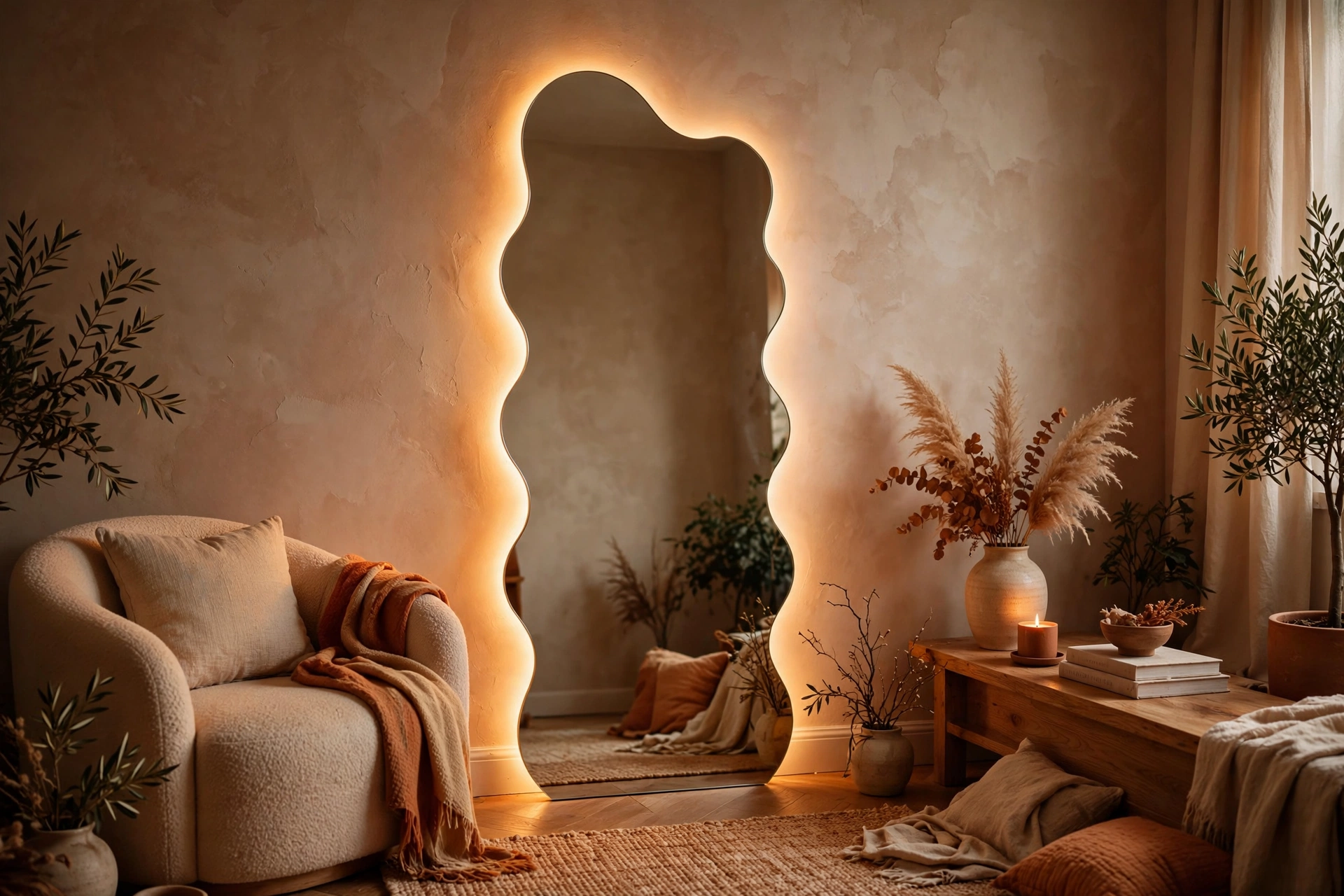 Floor Length Wave Mirror