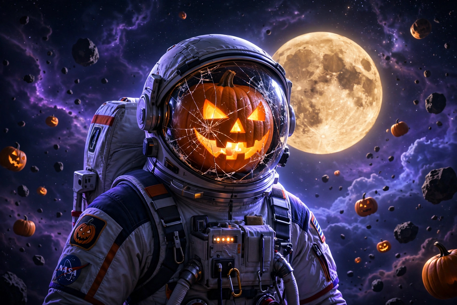 Pumpkin Head Astronaut Space