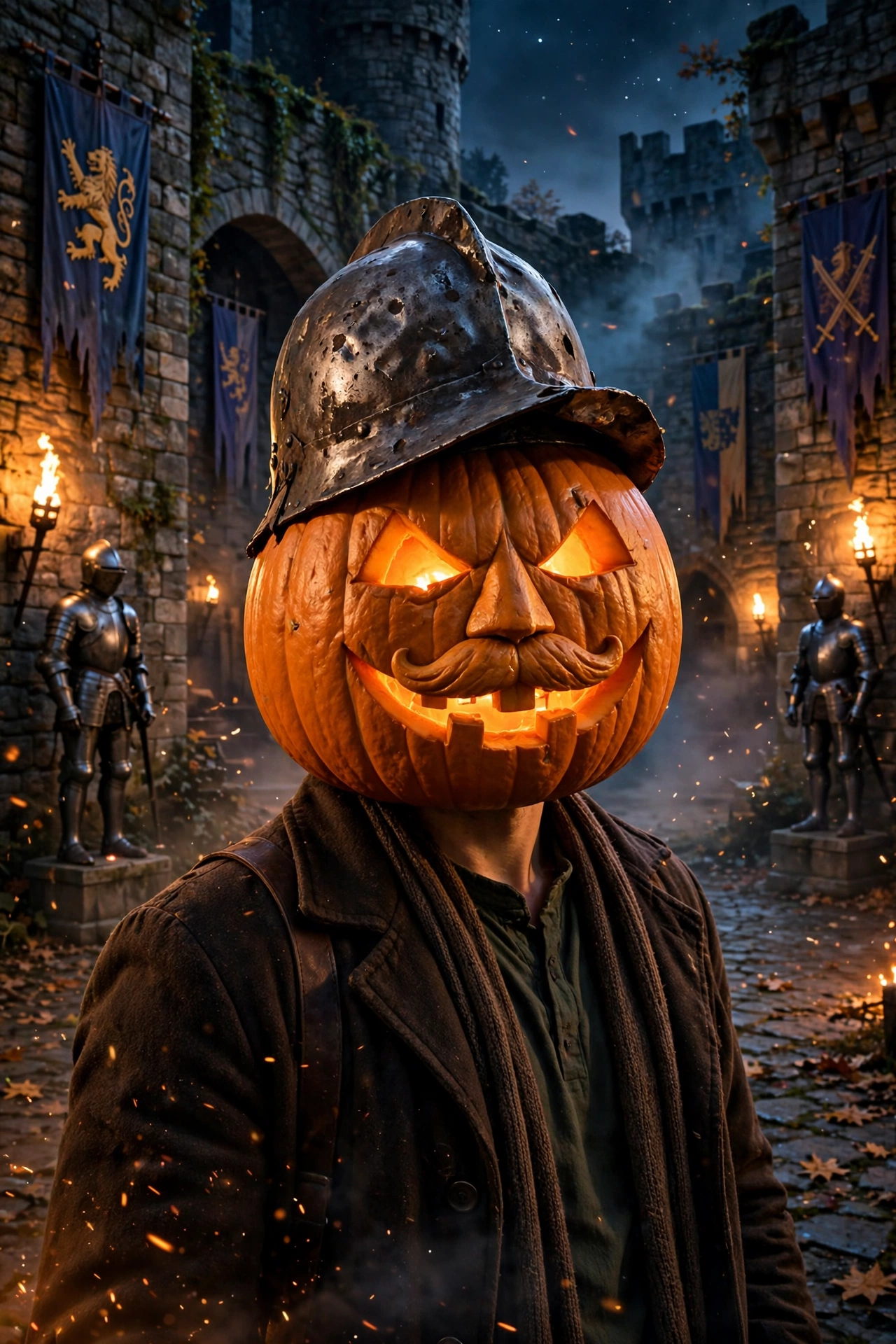 Pumpkin Head Medieval Knight