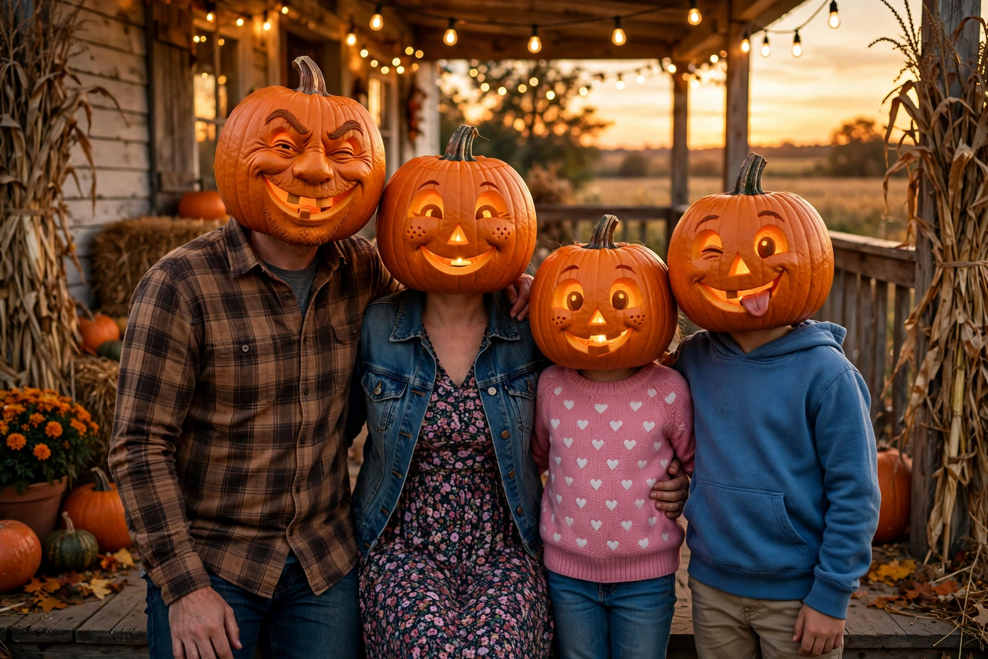 Pumpkin Head Family Portrait