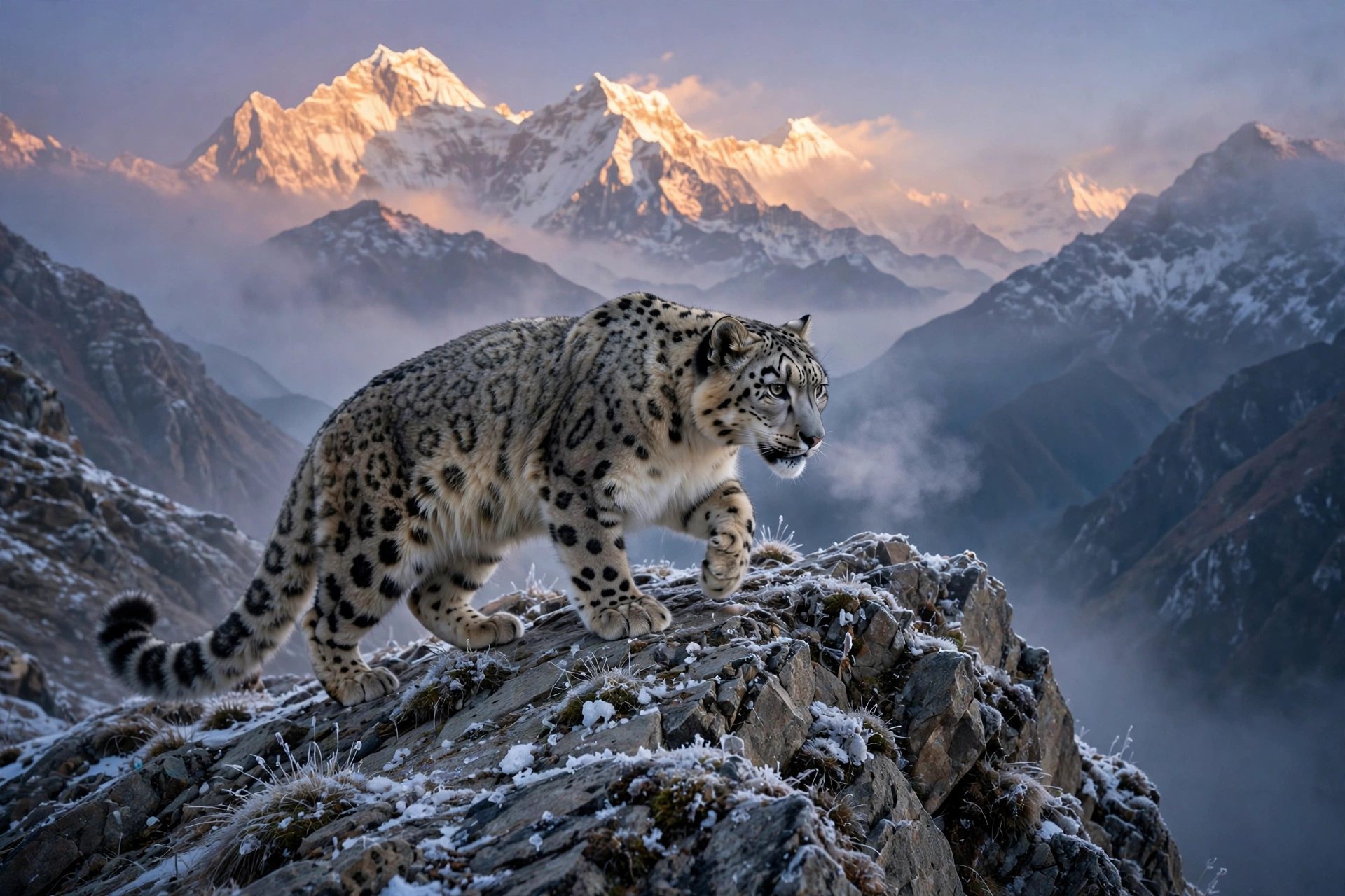 AI Video Snow Leopard Mountain