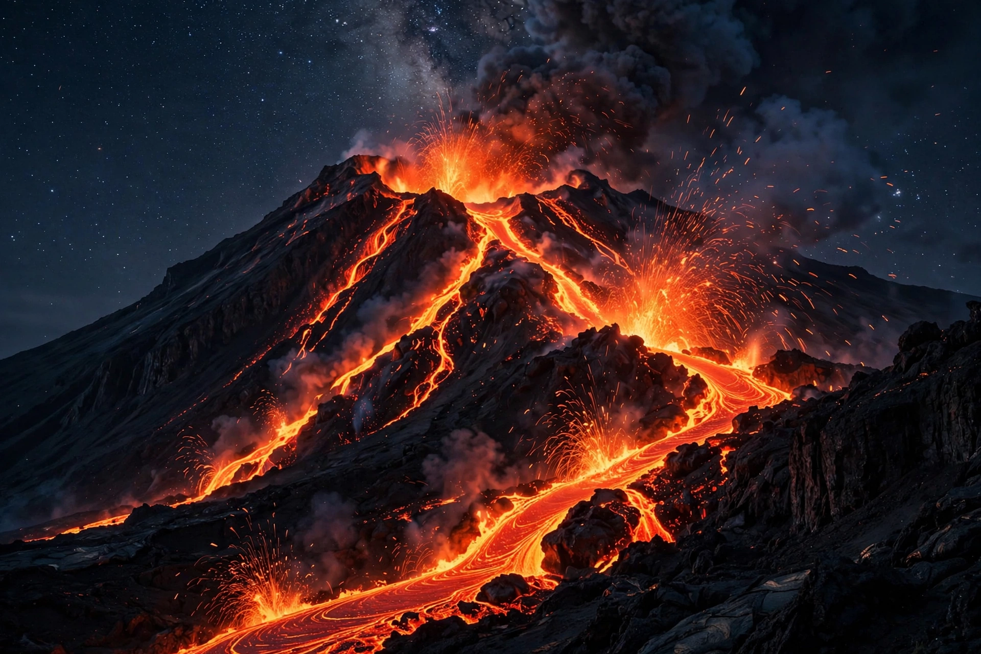AI Video Volcano Lava Flow