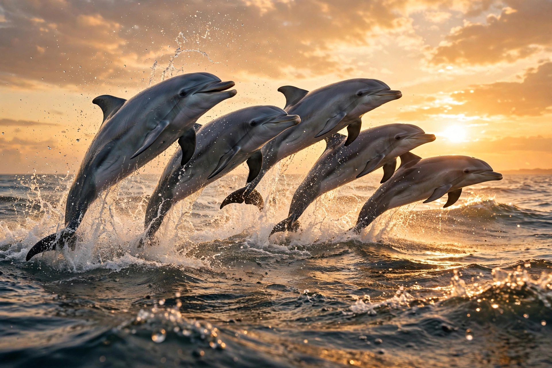 AI Video Dolphin Pod Sunset