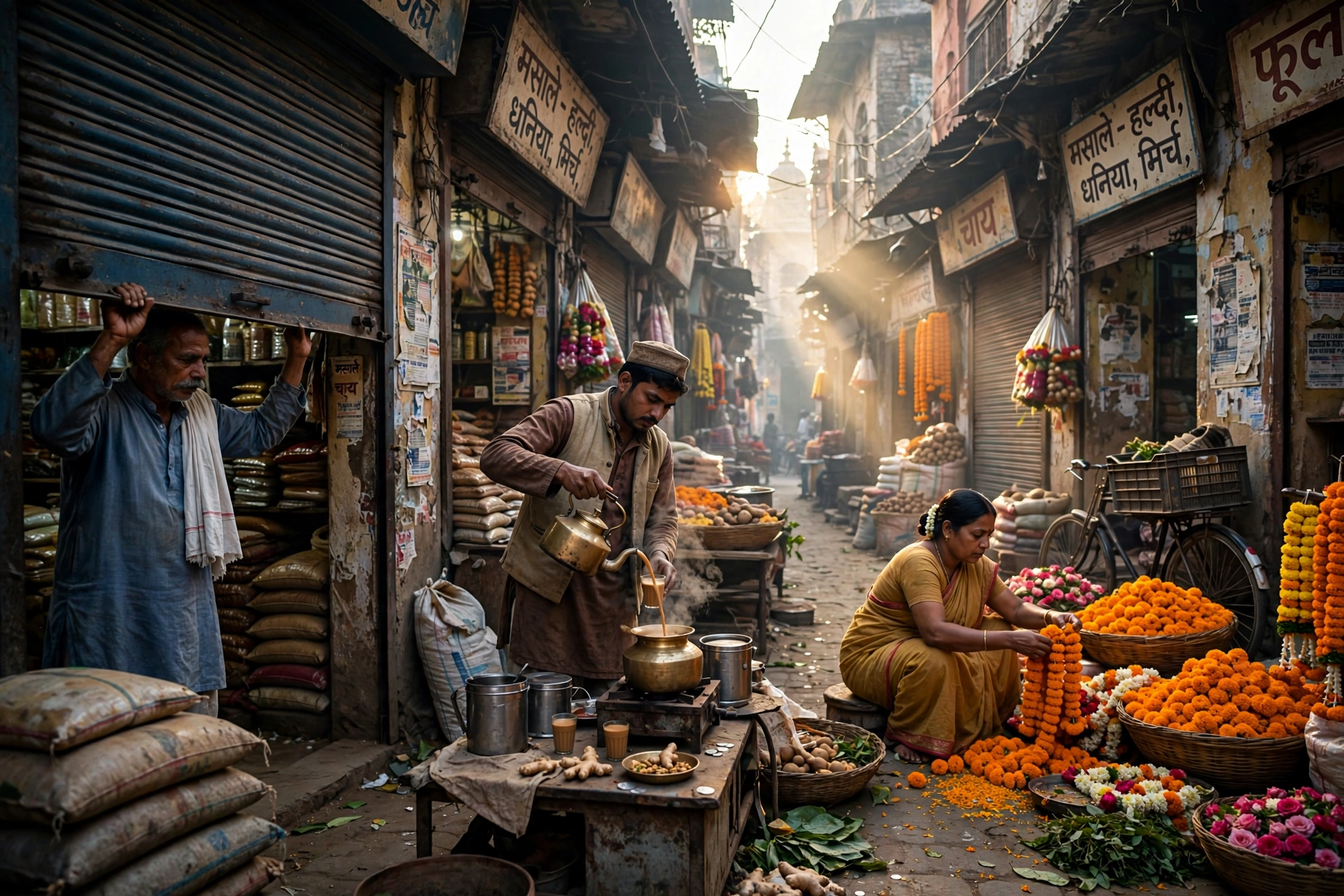 AI Video Old Bazaar Morning