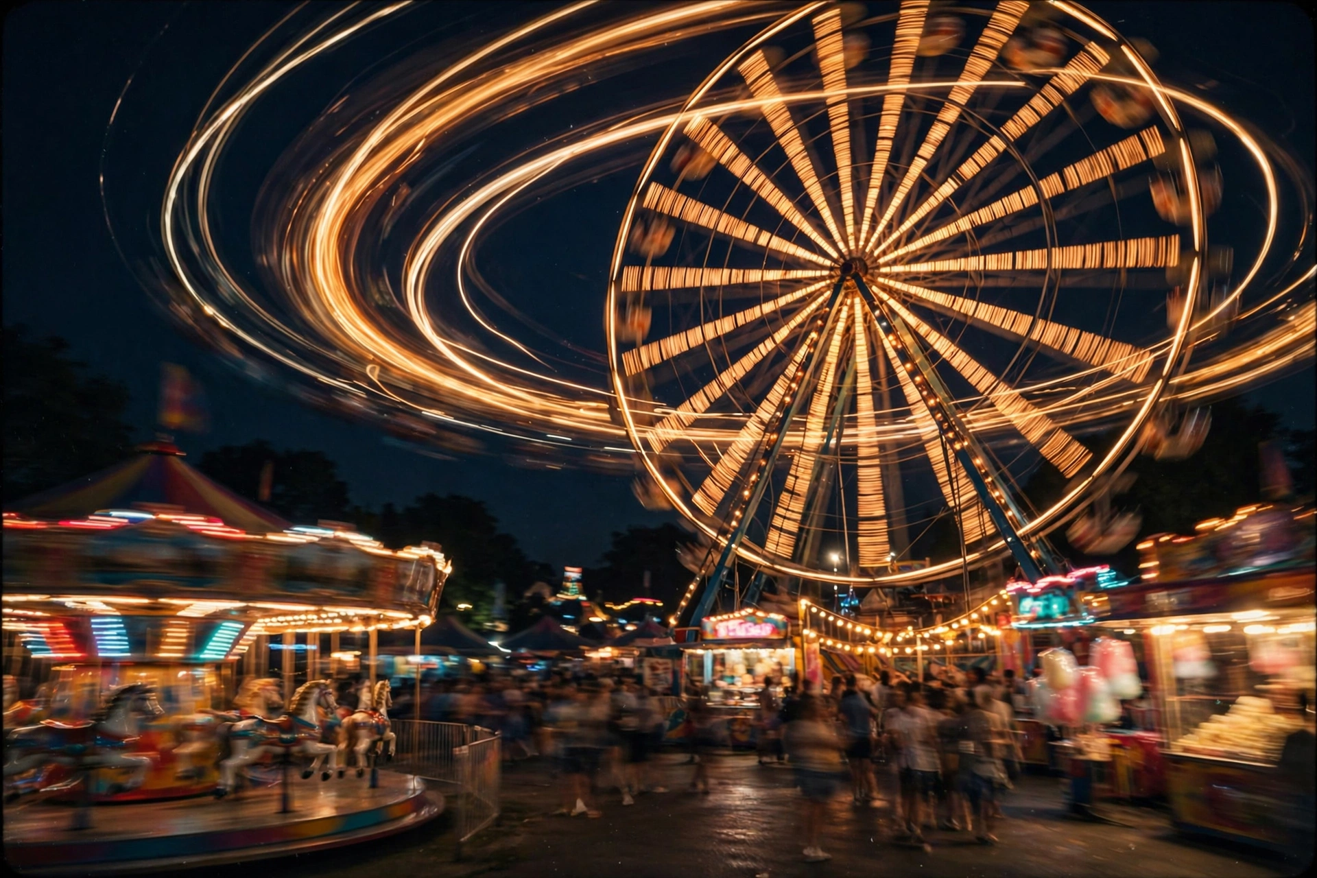 AI Video Carnival Ferris Night