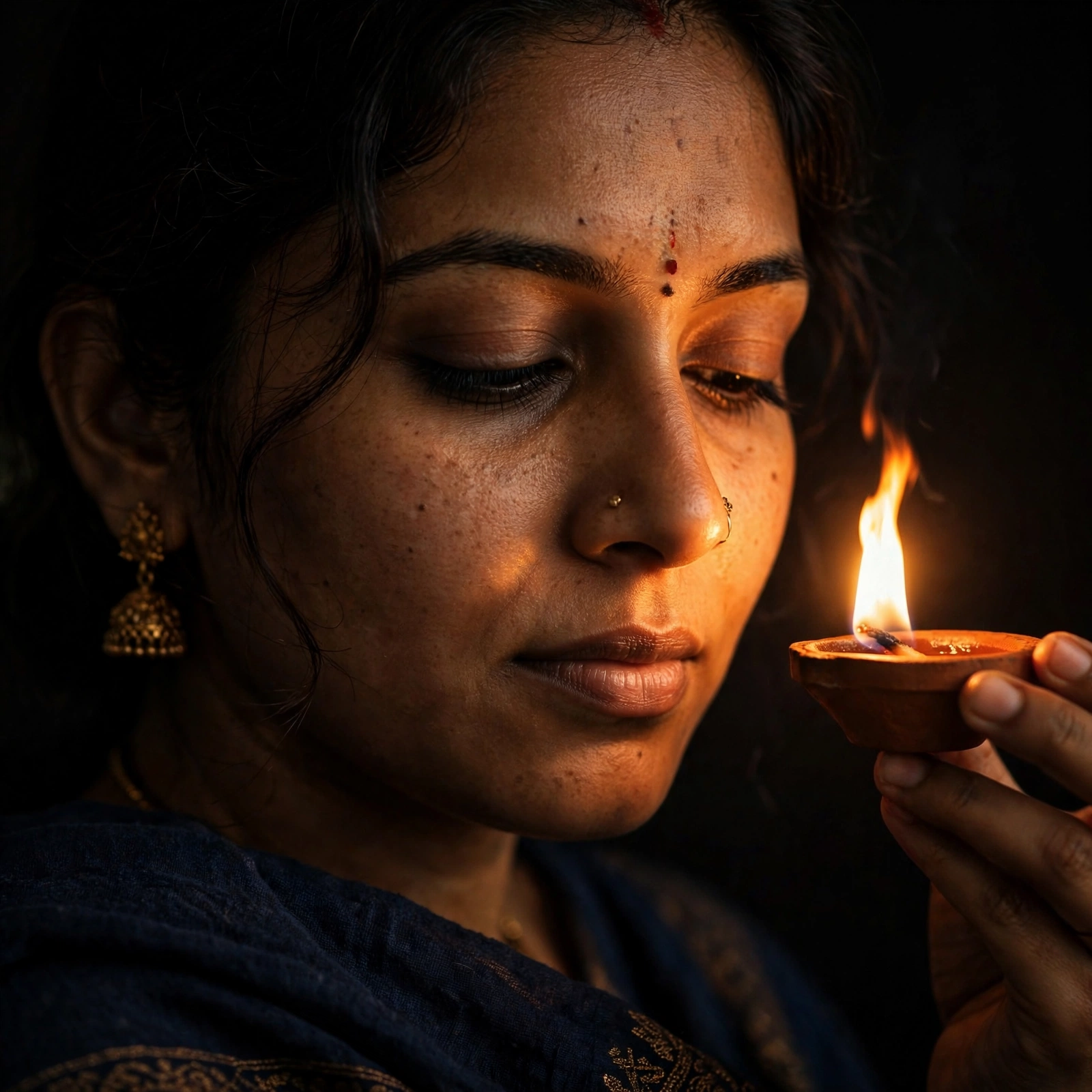 Diya Glow Closeup Face