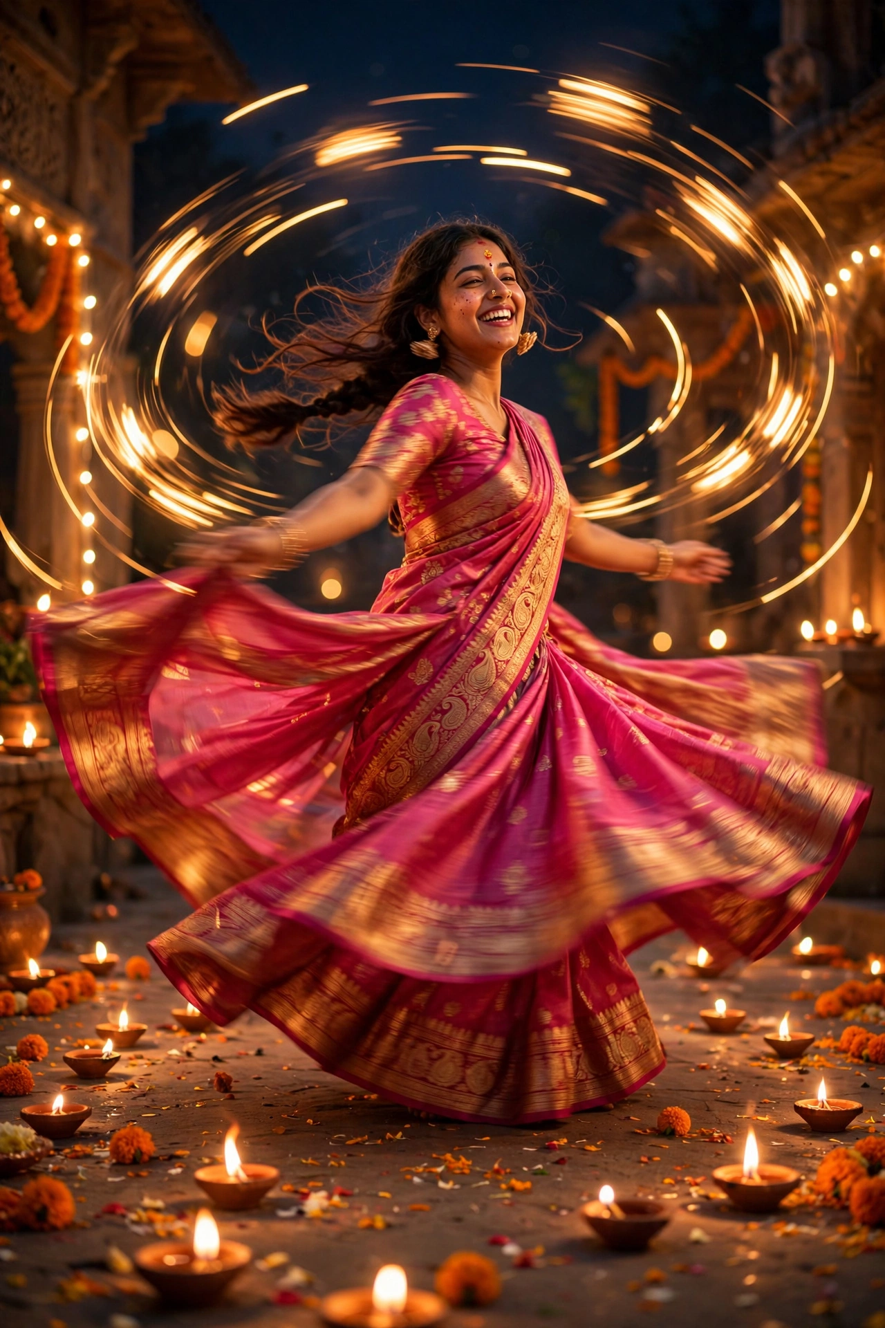 Saree Twirling Diyas