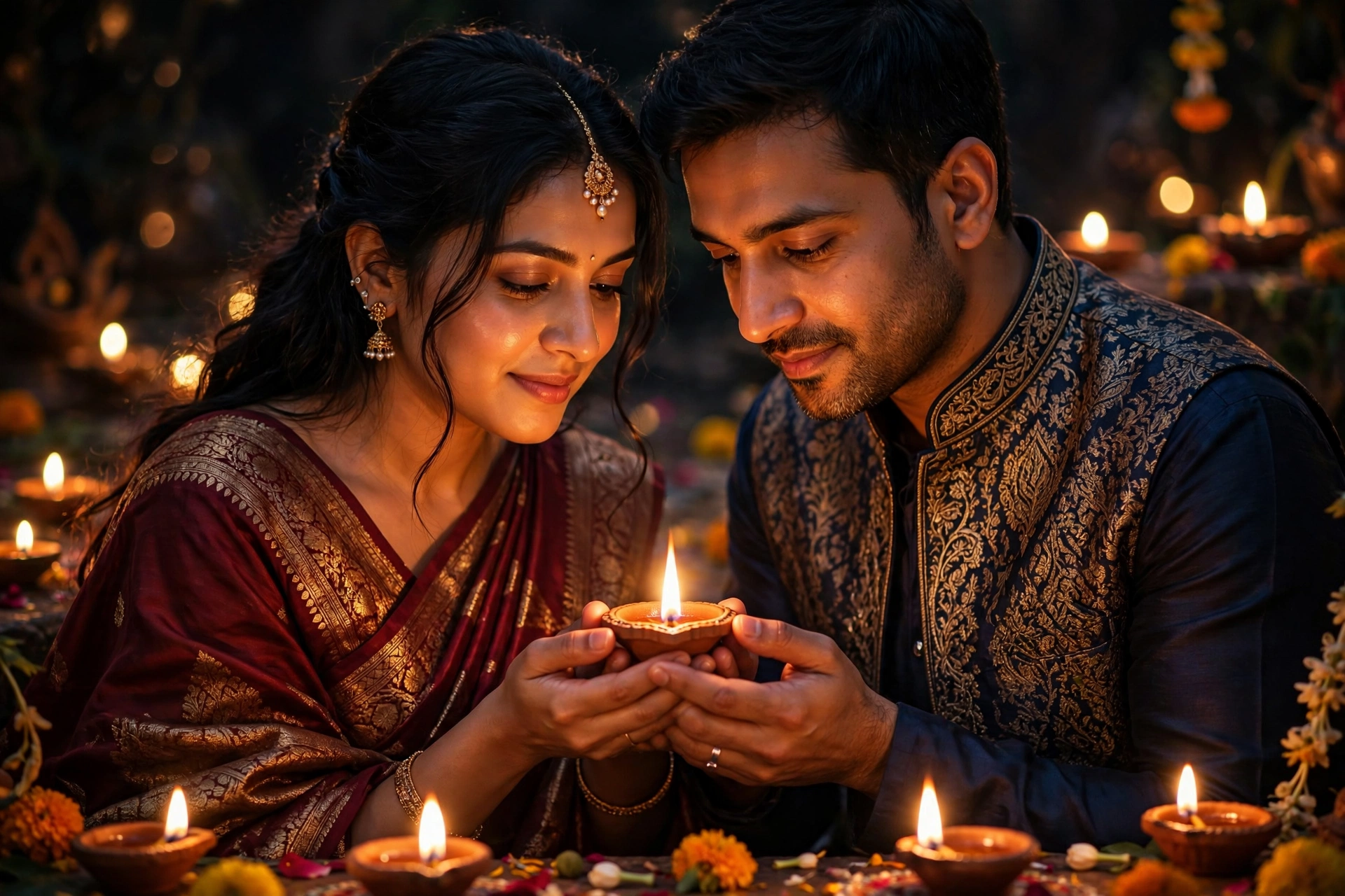 Candlelight Couple Diwali