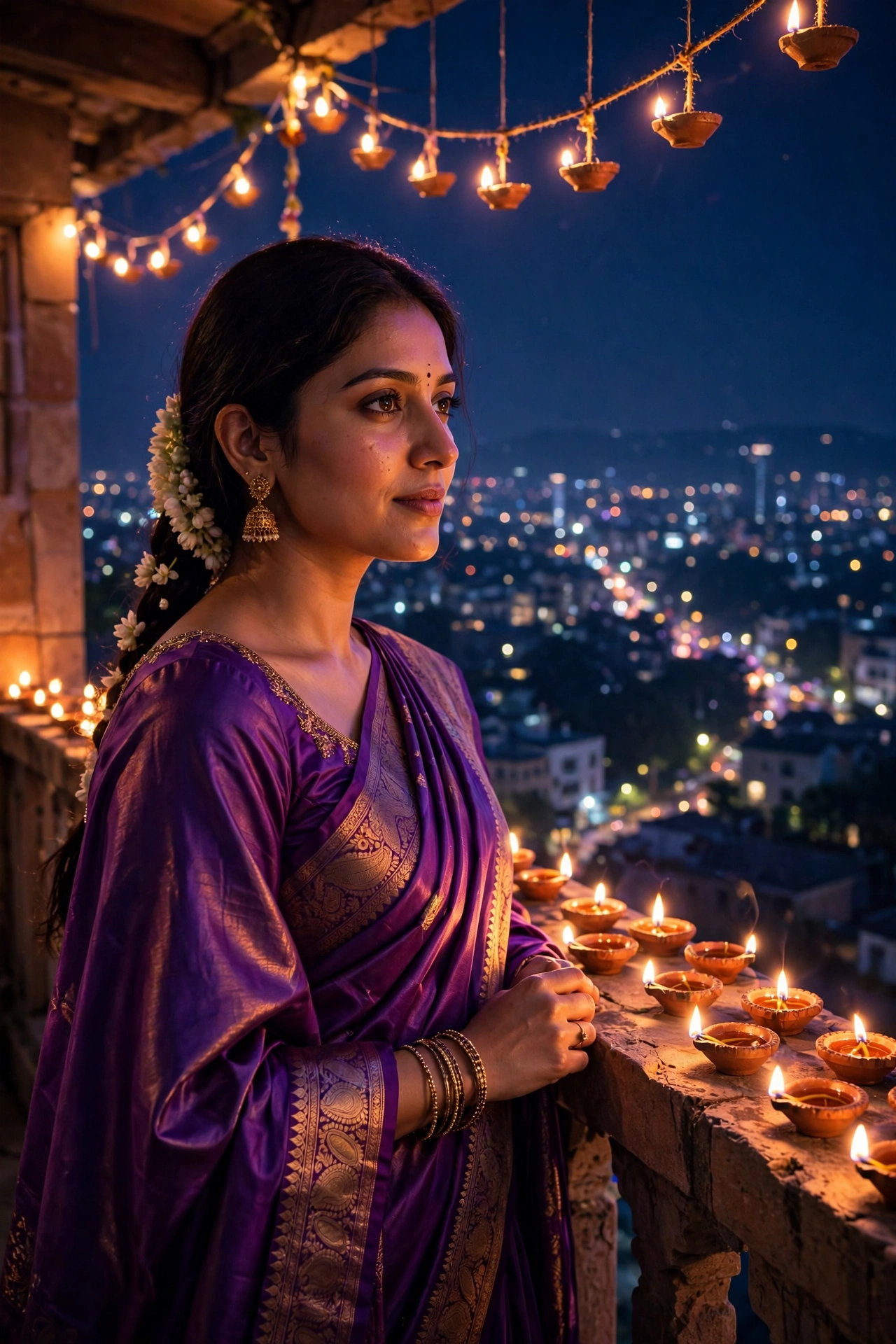 Purple Silk Diwali Night