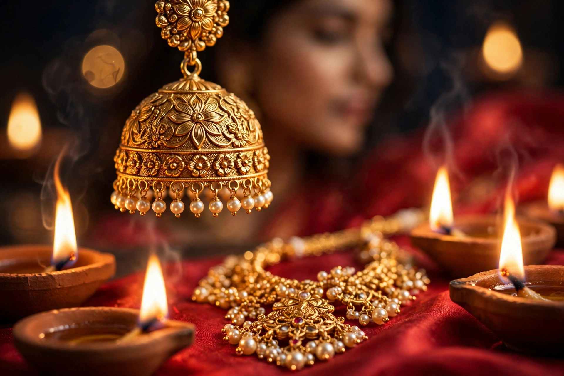 Candlelight Saree Jewelry Macro