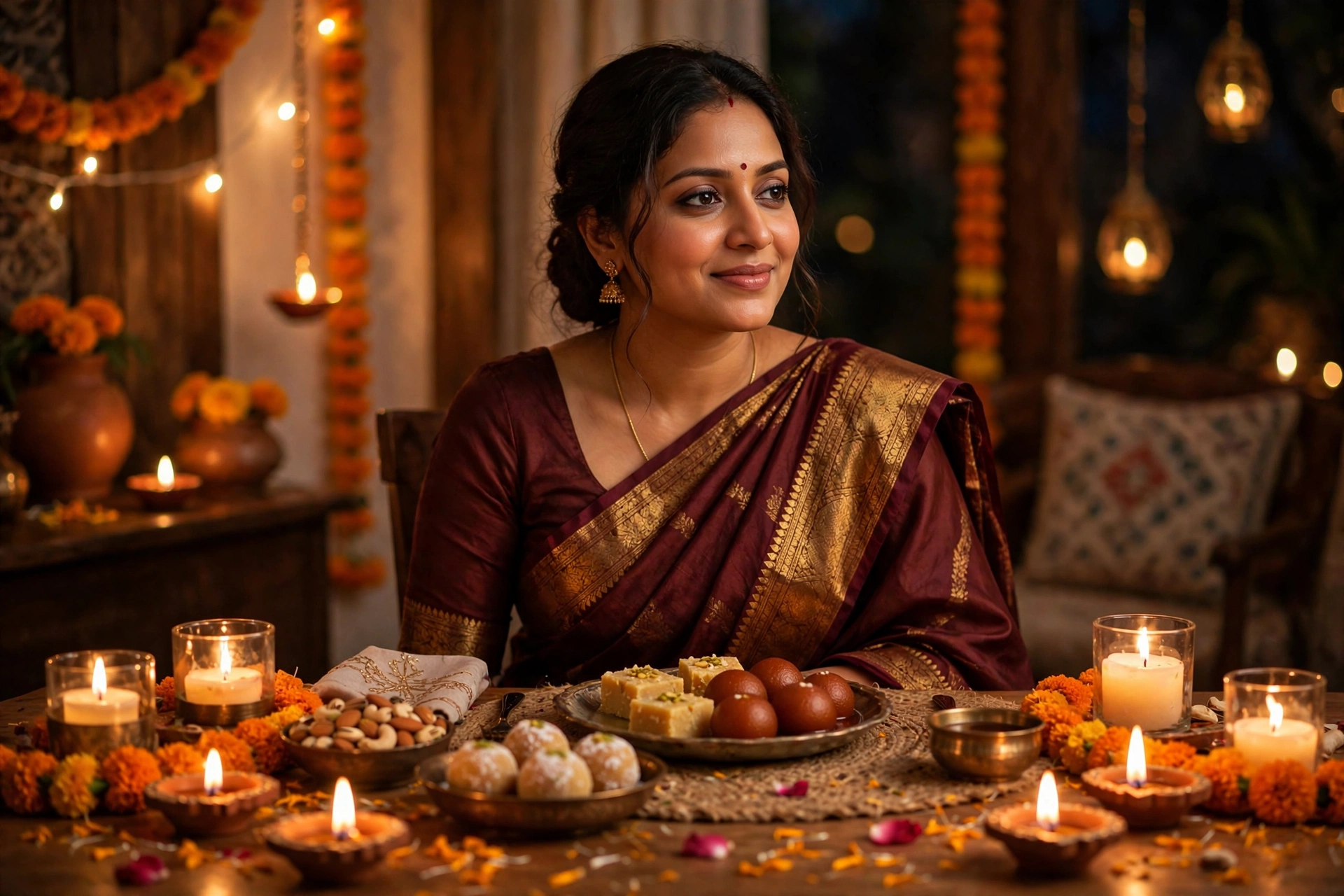 Wine Saree Diwali Dinner