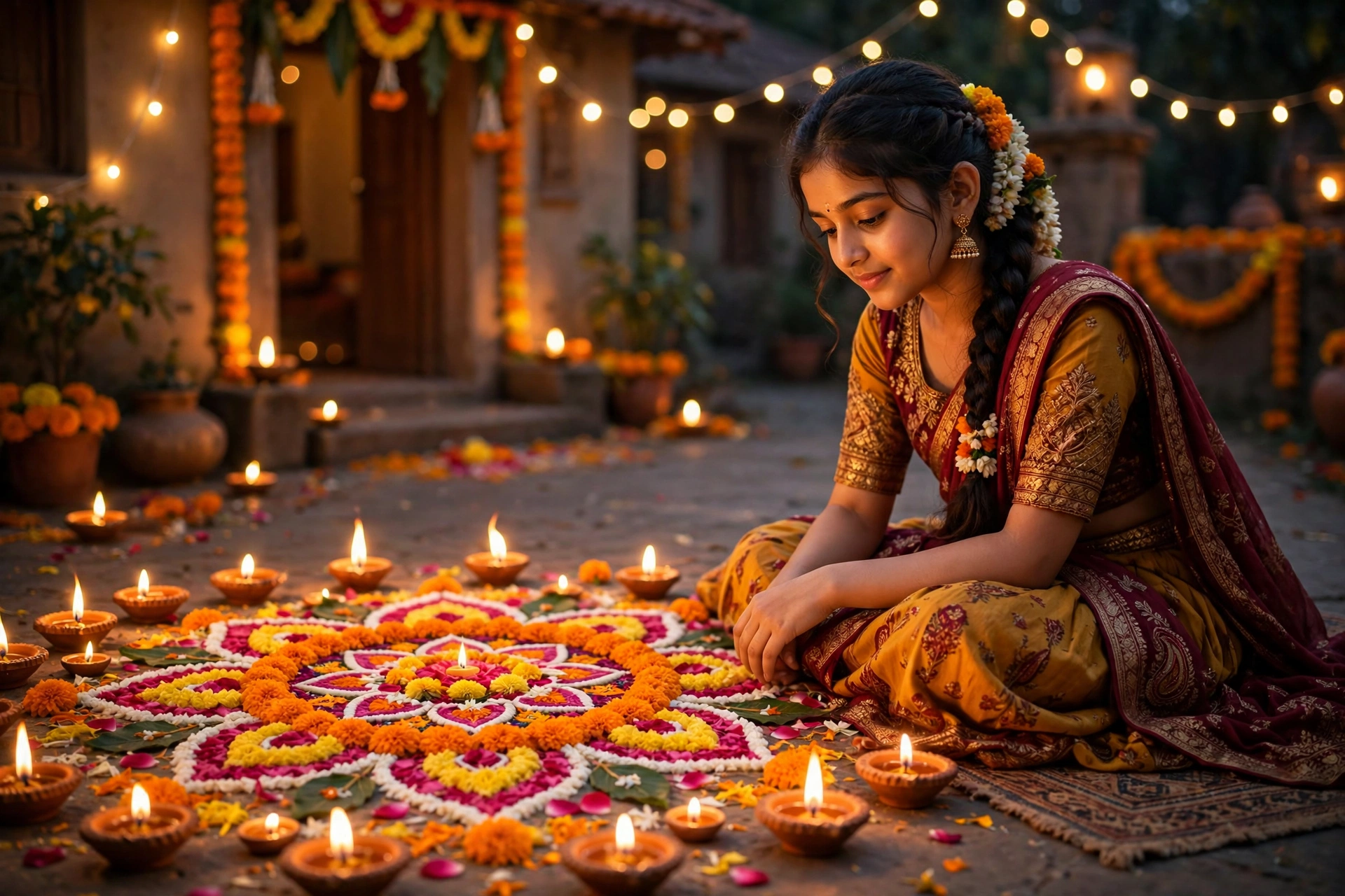 Diya and Rangoli