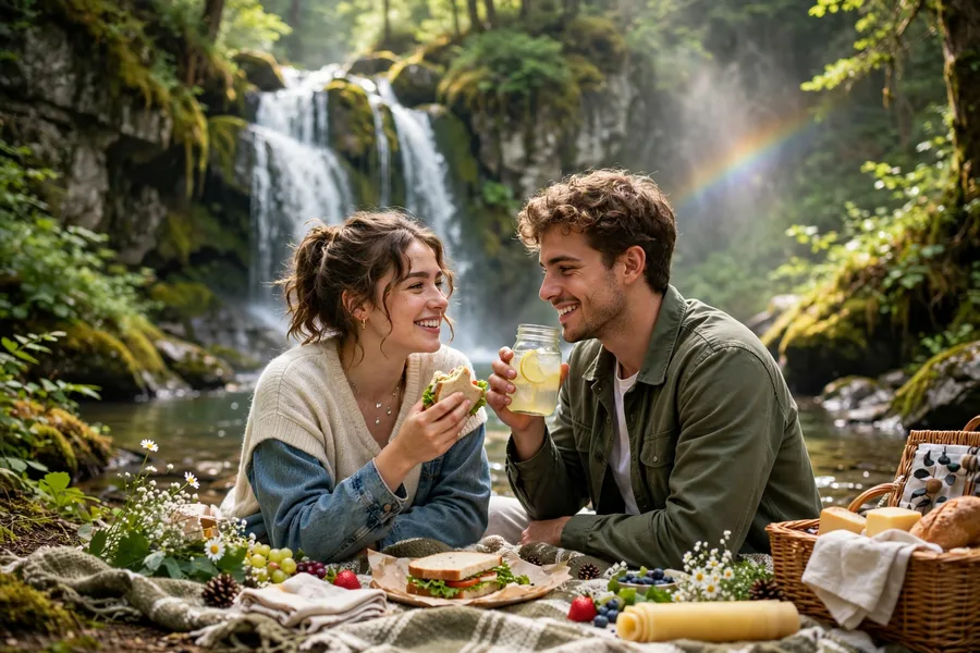 Waterfall Picnic Couple