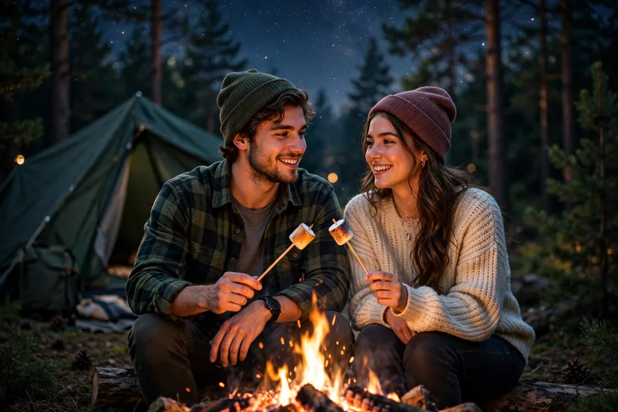Campfire Marshmallow Couple